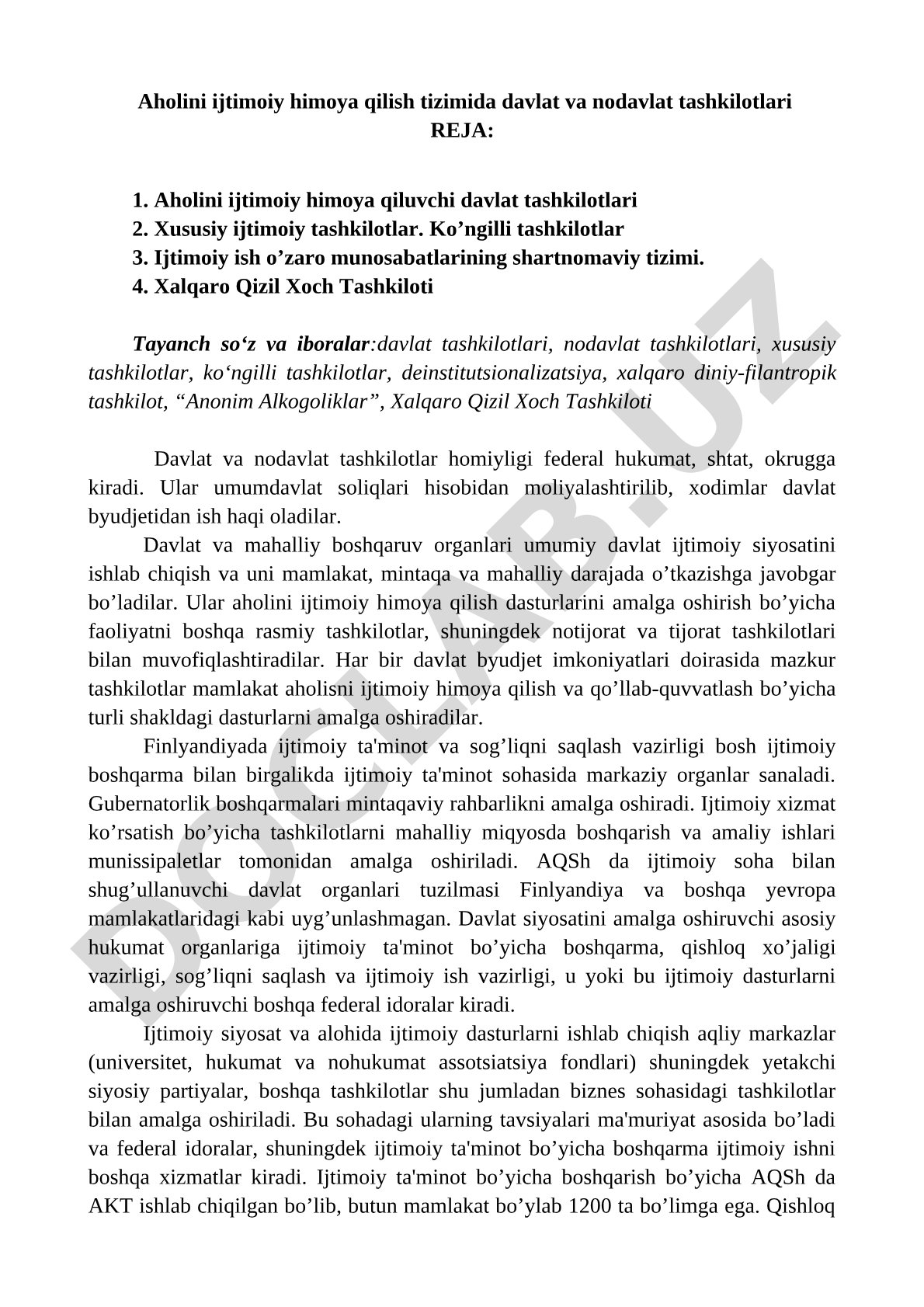 Aholini ijtimoiy himoya qilish tizimida davlat va nodavlat tashkilotlari