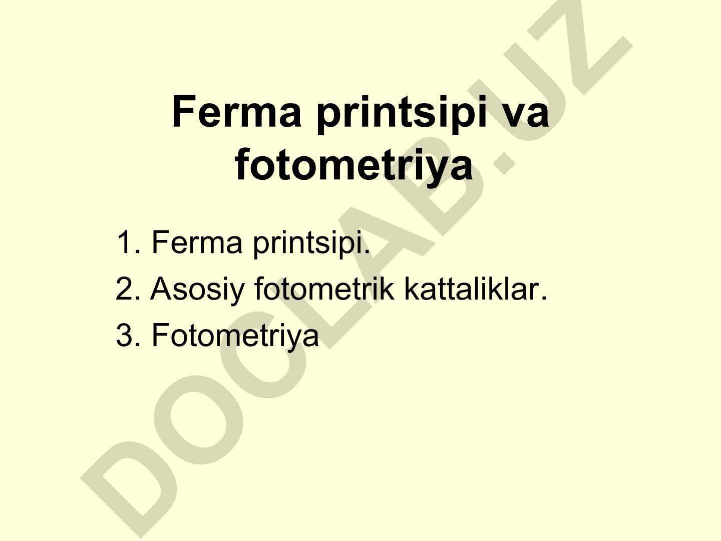Ferma printsipi va fotometriya