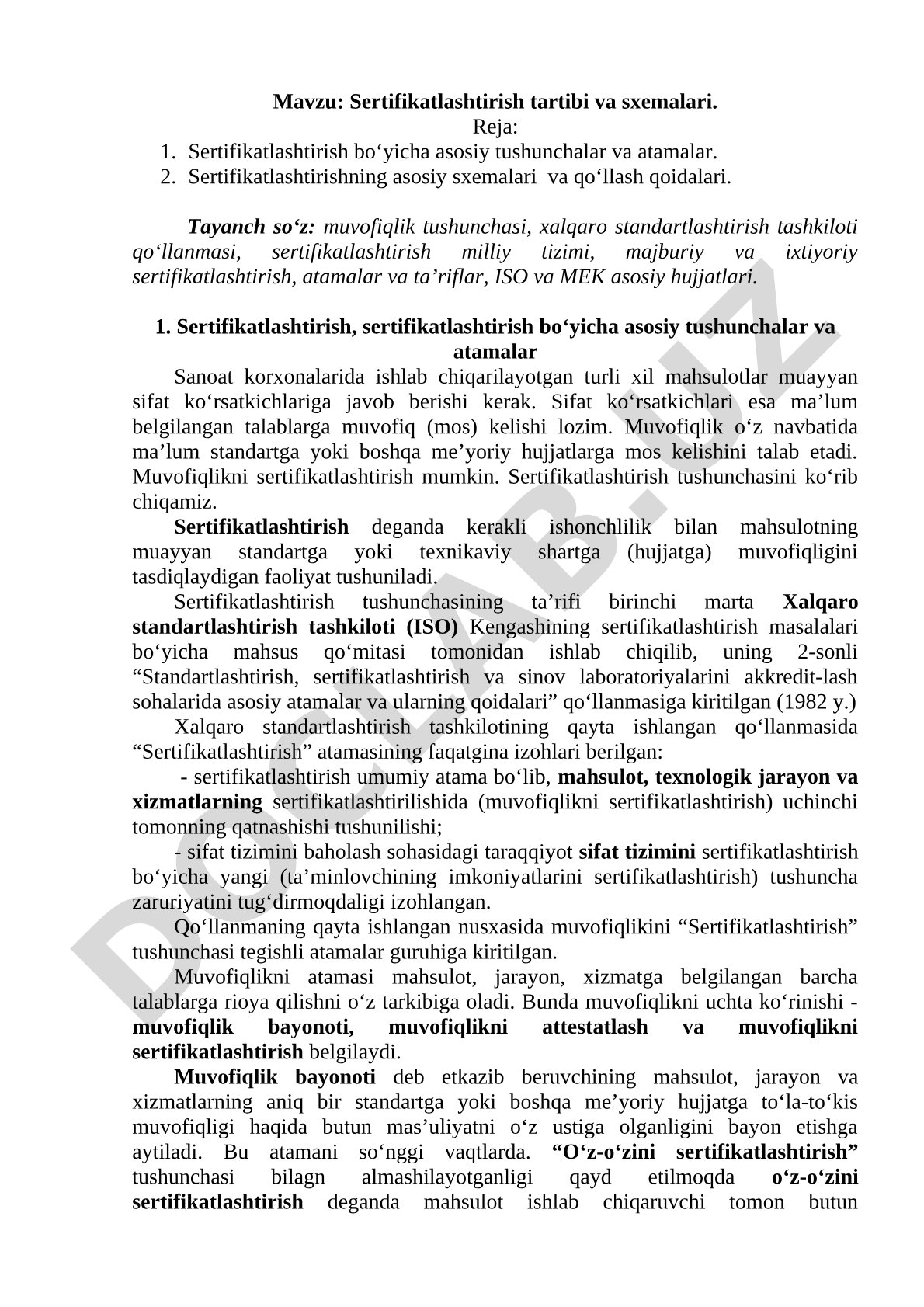 Sertifikatlashtirish tartibi va sxemalari