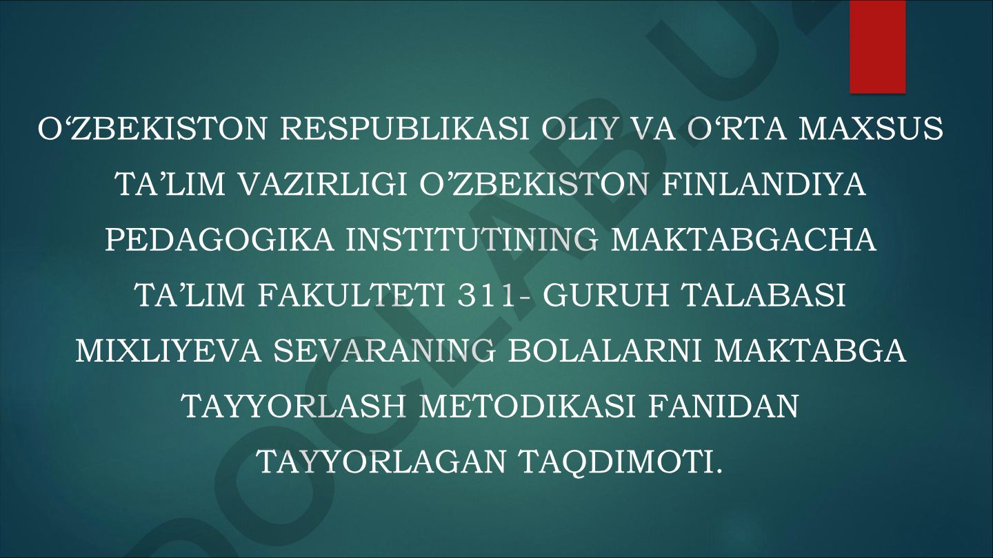 Bolalarni maktabga tayyorlash metodikasi