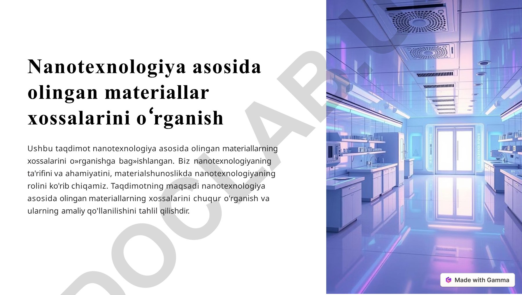 Nanotexnologiya asosida olingan materiallar xossalarini o'rganish