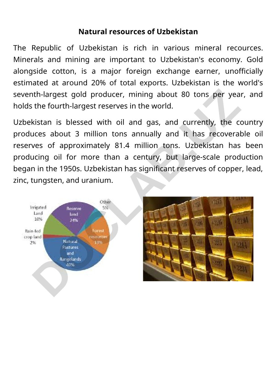 Natural resources of Uzbekistan
