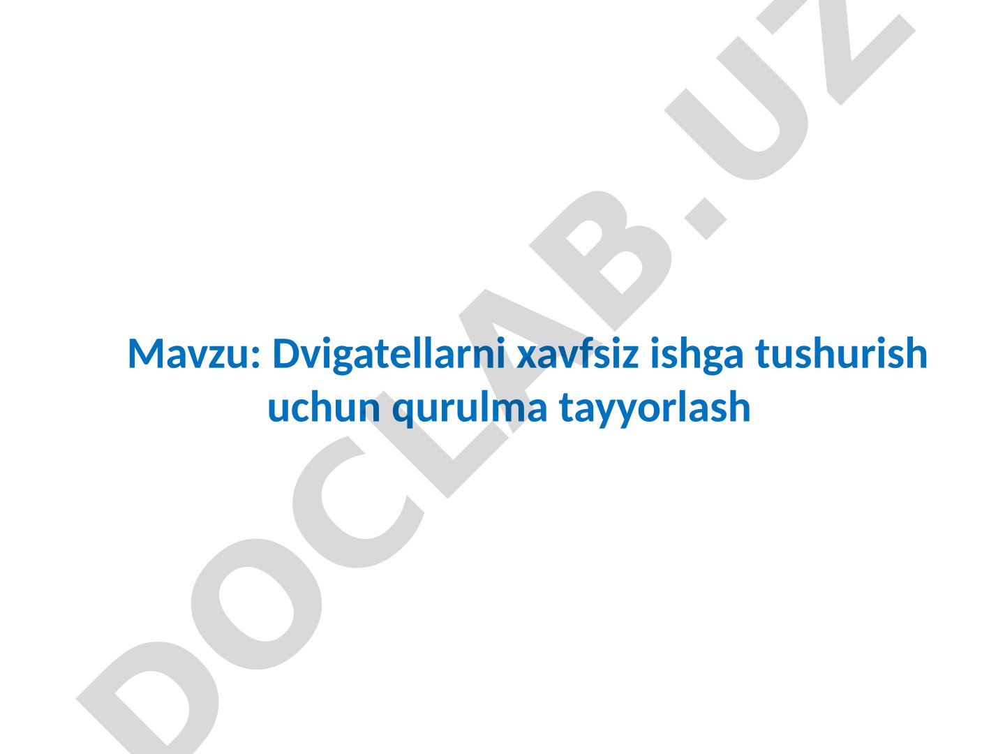 Dvigatellarni xavfsiz ishga tushurish uchun qurulma tayyorlash