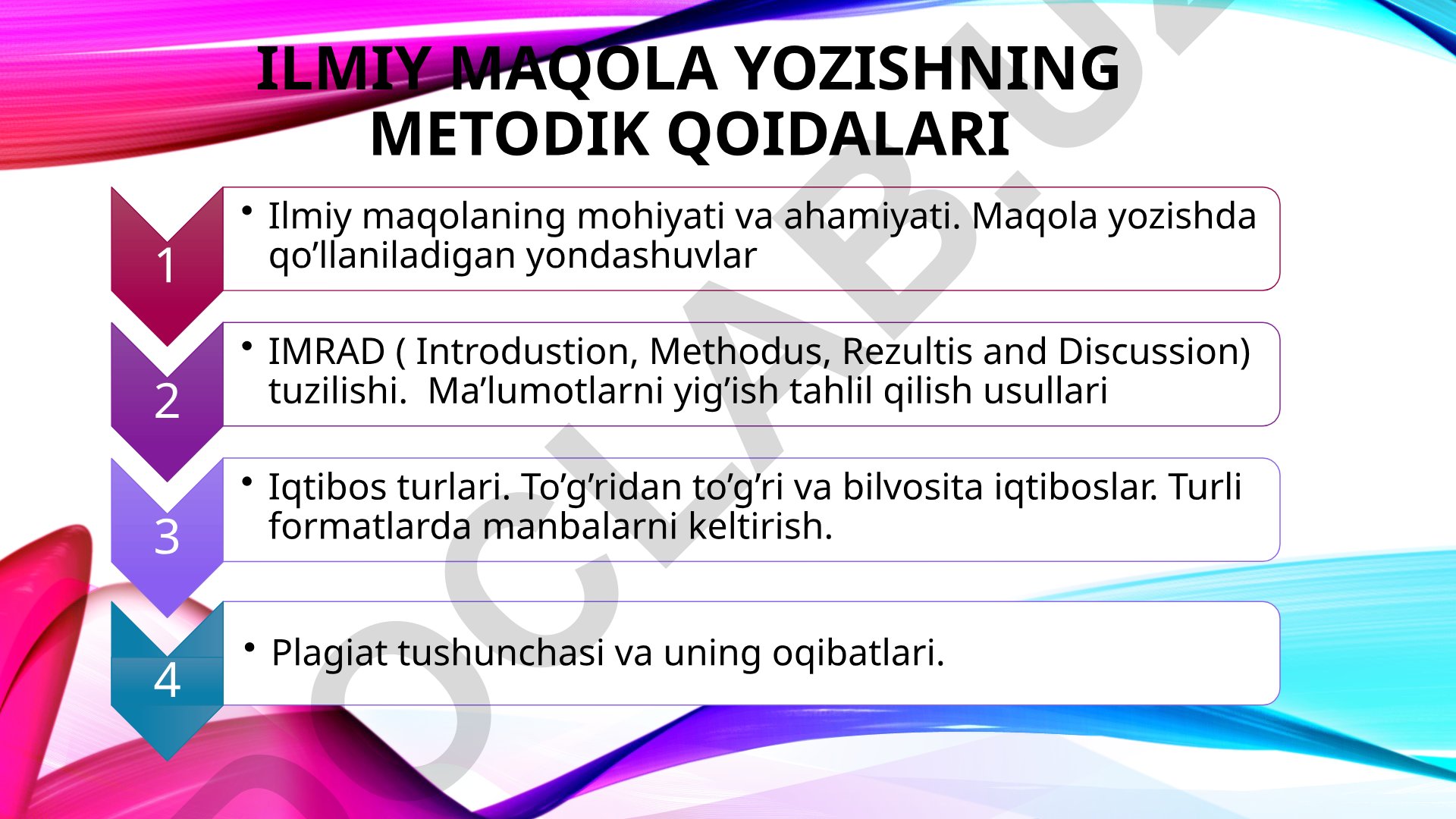 Ilmiy maqola yozishning metodik qoidalari va tuzilishi