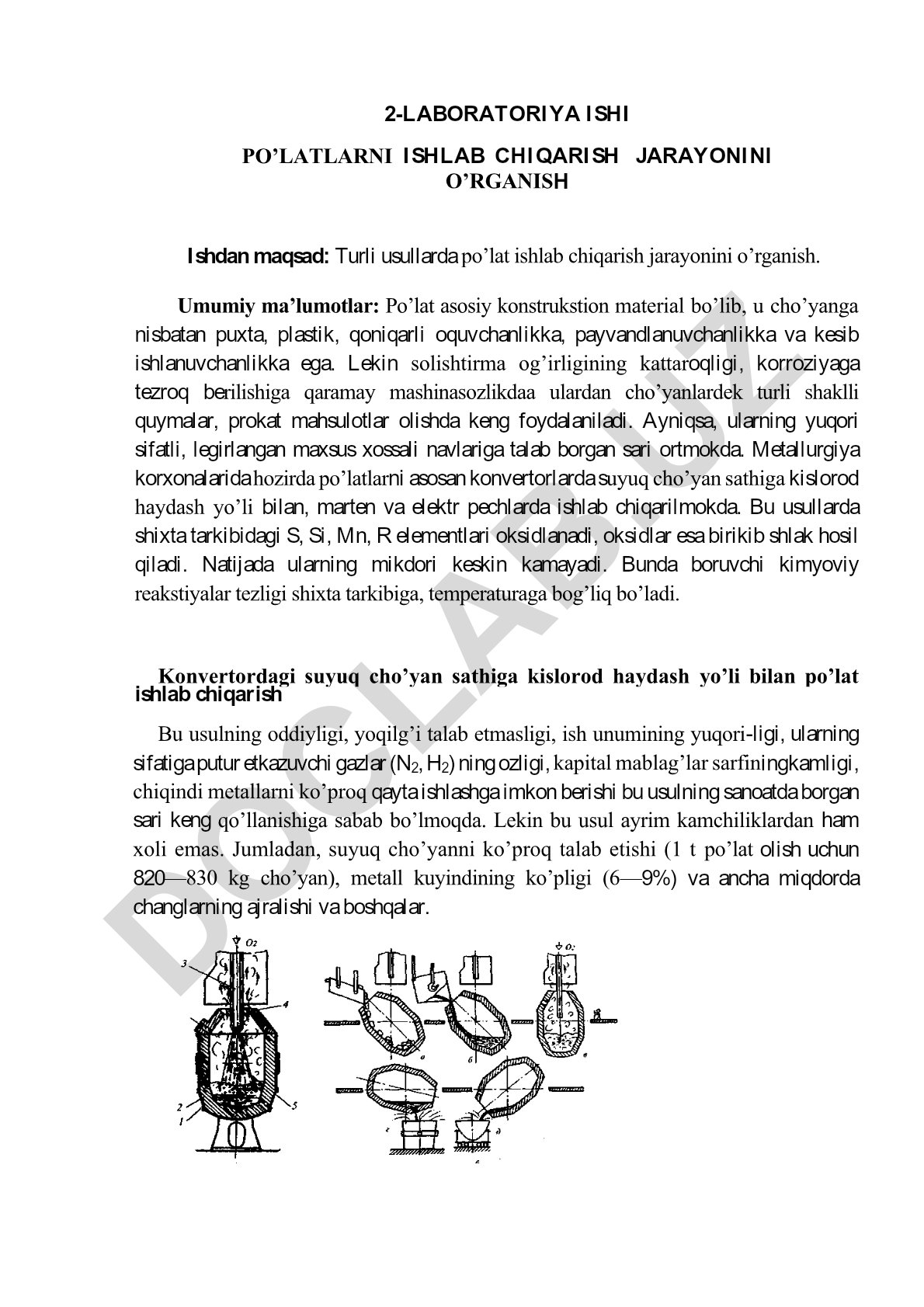 Po'latlarni ishlab chiqarish jarayonini o'rganish