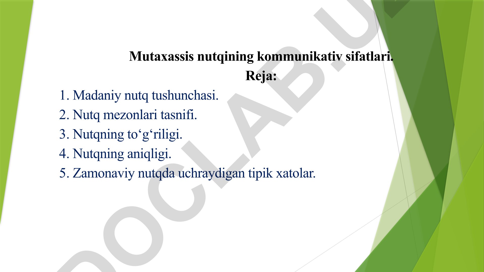 Mutaxassis nutqining kommunikativ sifatlari