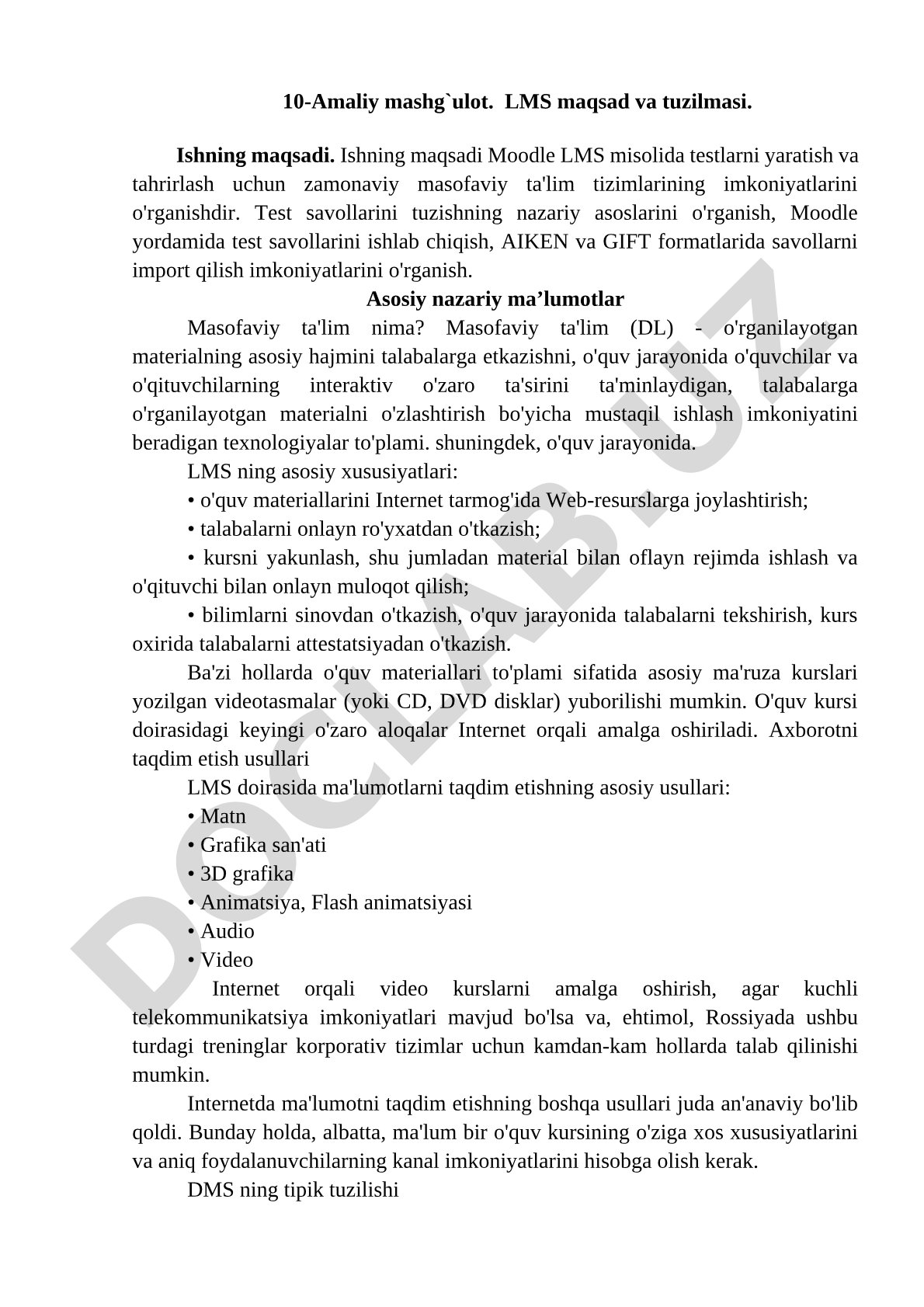 LMS maqsad va tuzilmasi