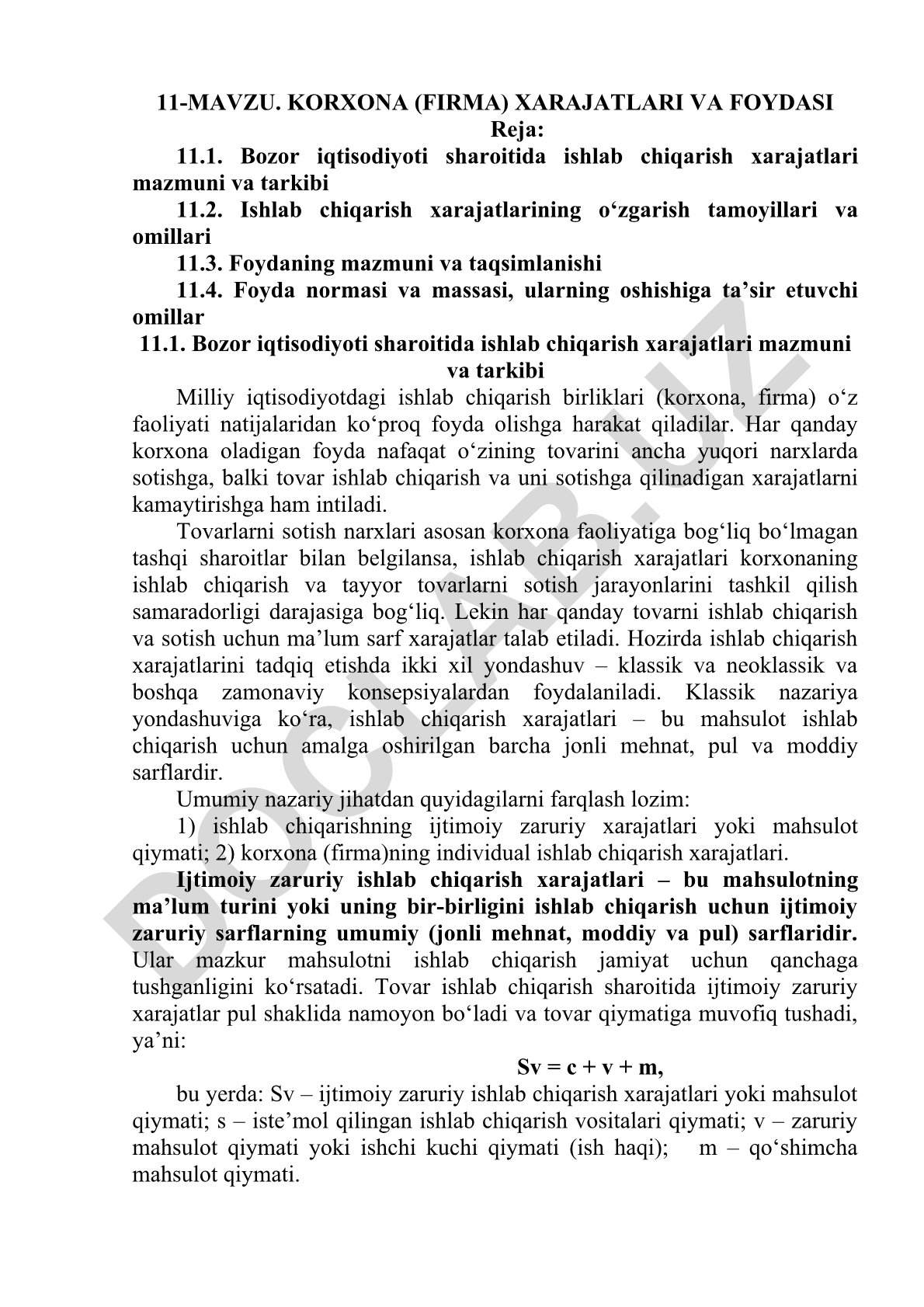 Korxona (firma) xarajatlari va foydasi