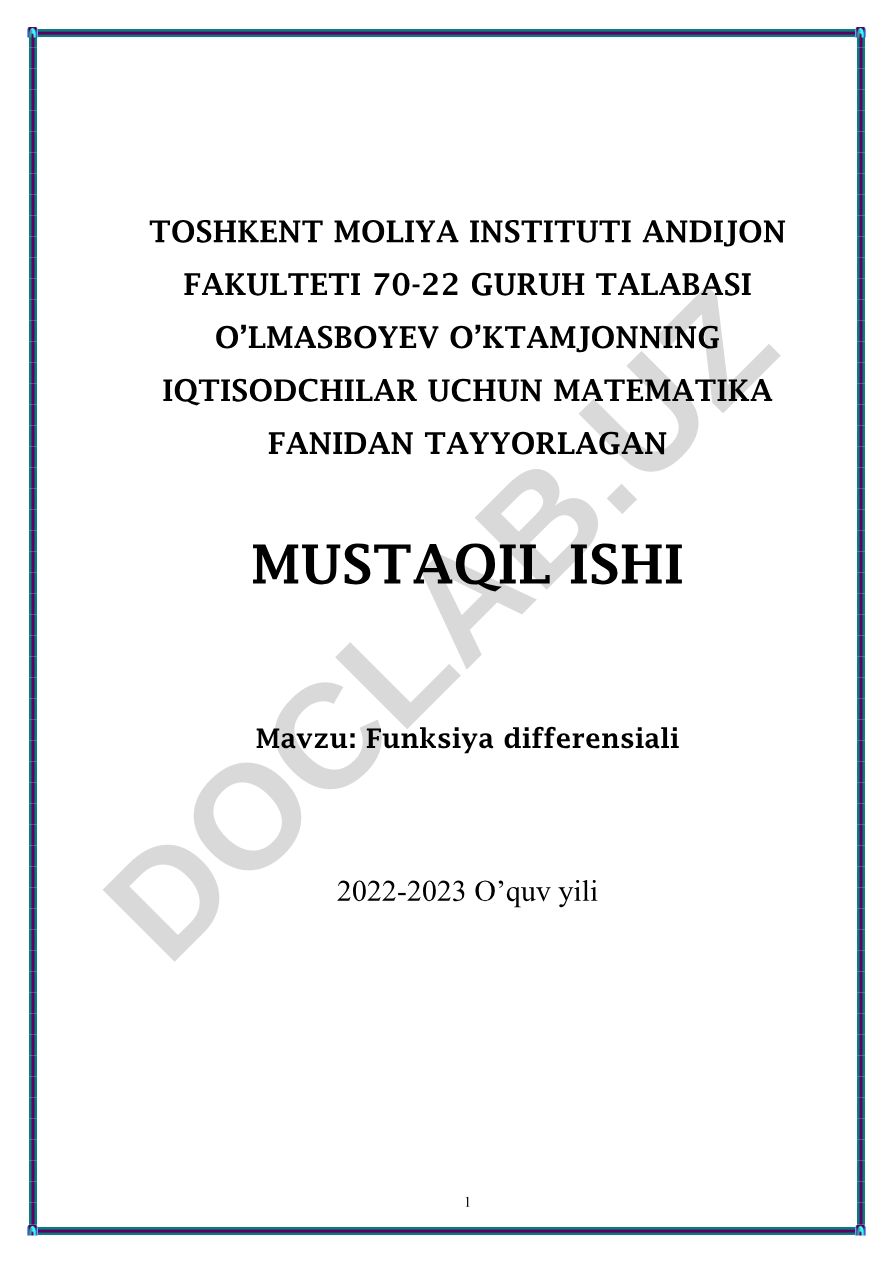 Funksiya differensiali