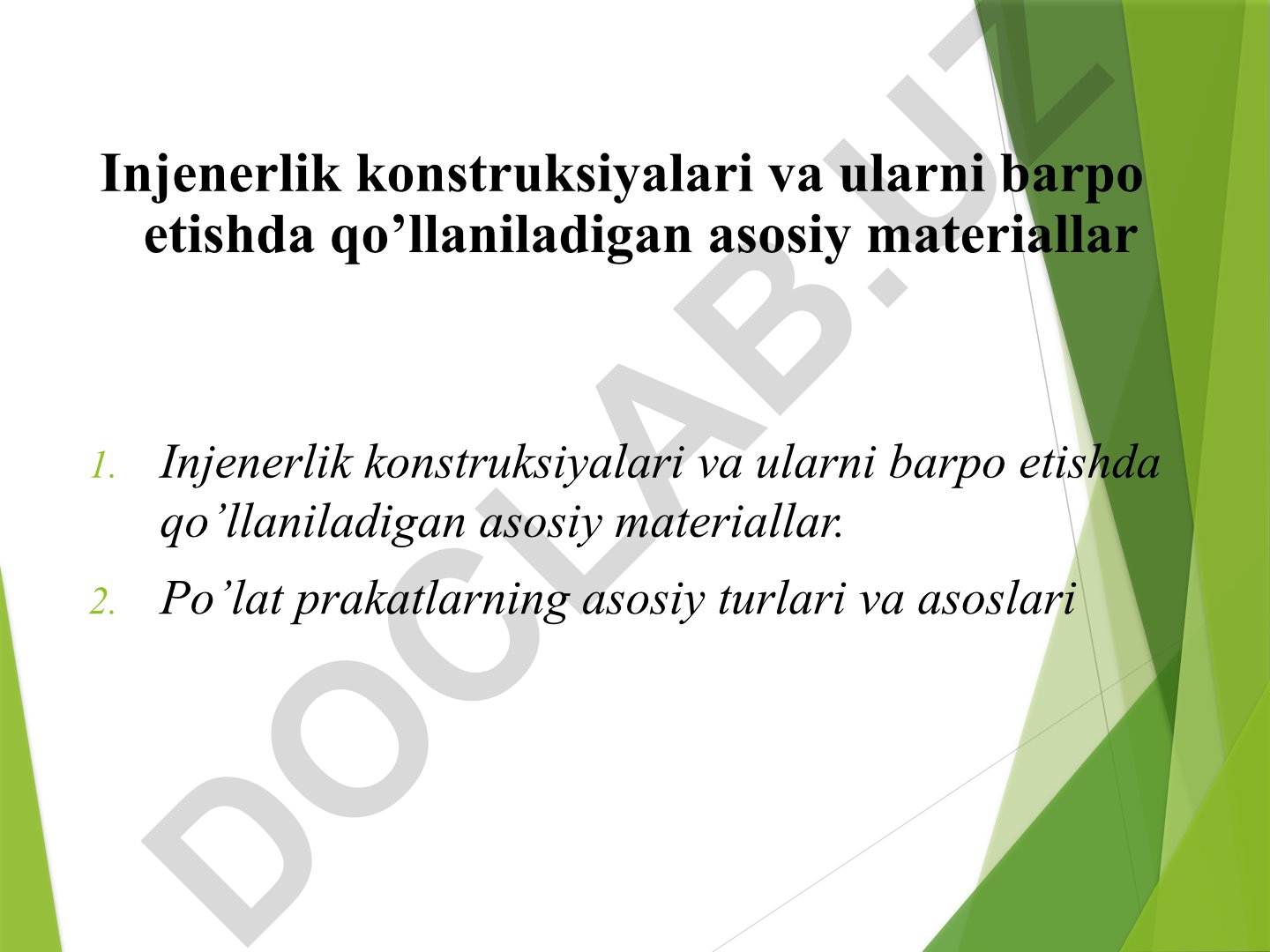 Injenerlik konstruksiyalari va qurilish materiallari