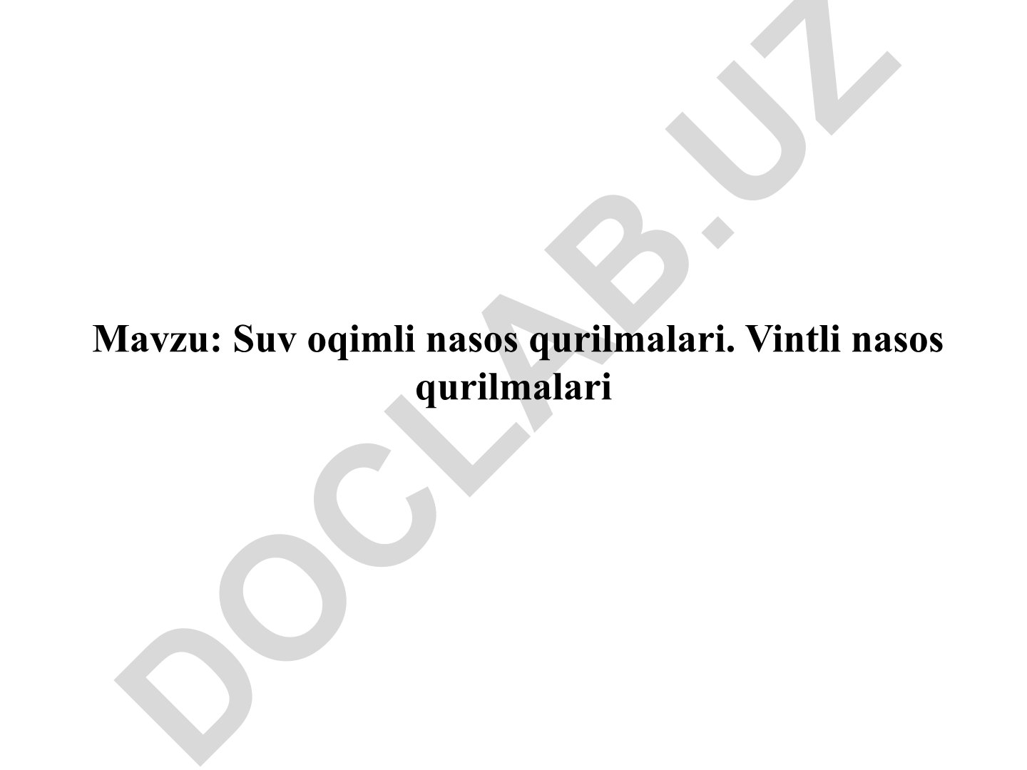 Suv oqimli nasos qurilmalari va vintli nasos qurilmalari