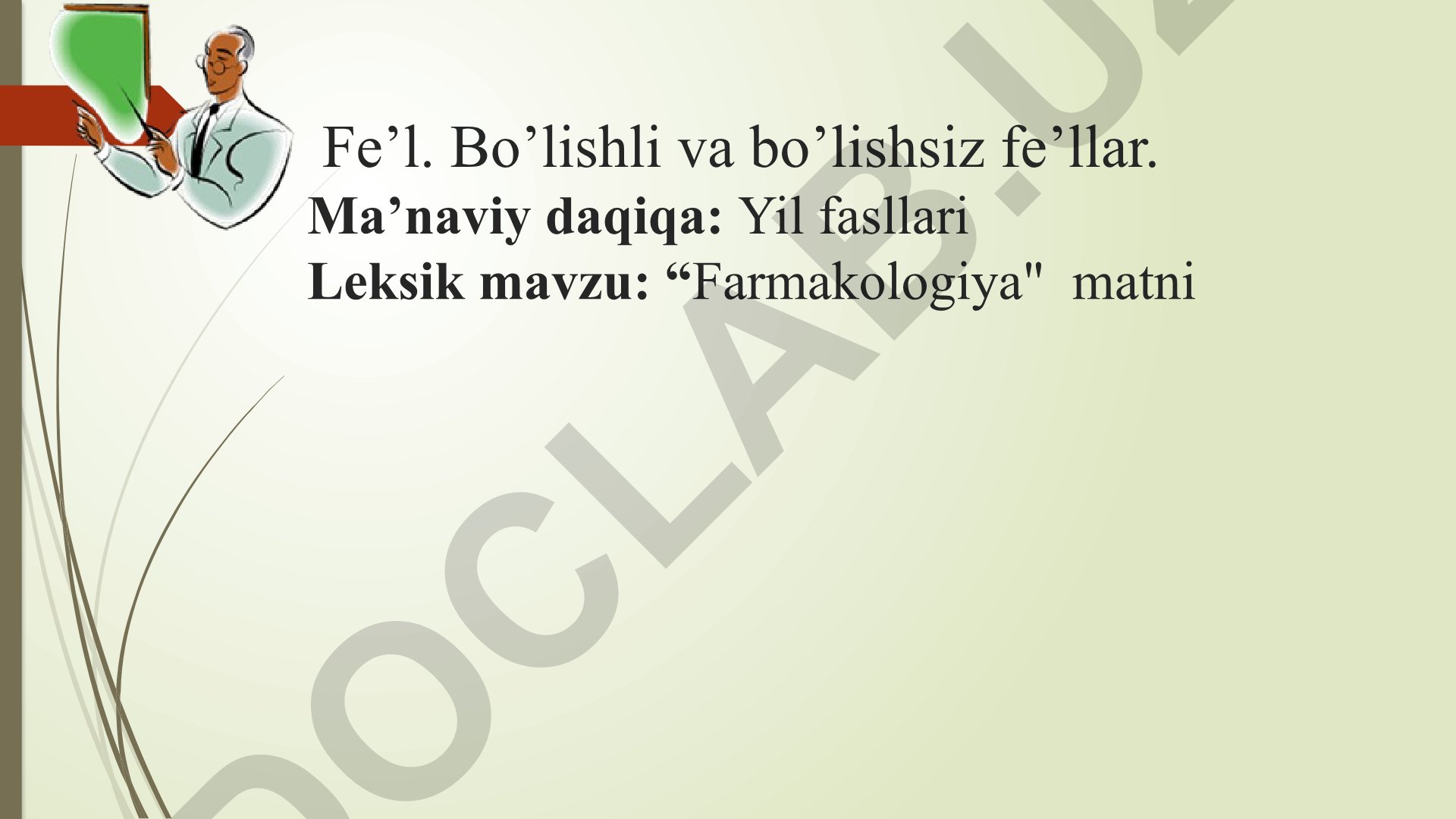 Fe'llar va farmakologiya fanining asoslari