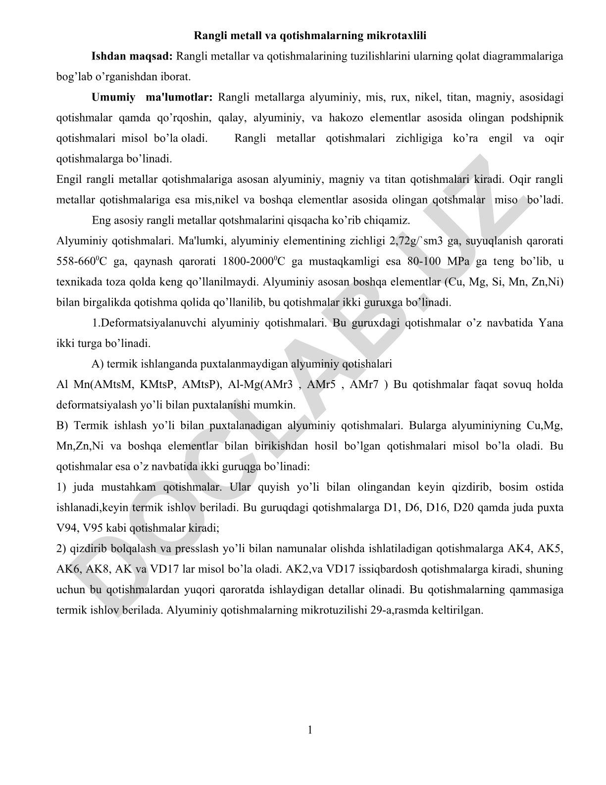 Rangli metall va qotishmalarning mikrotaxlili