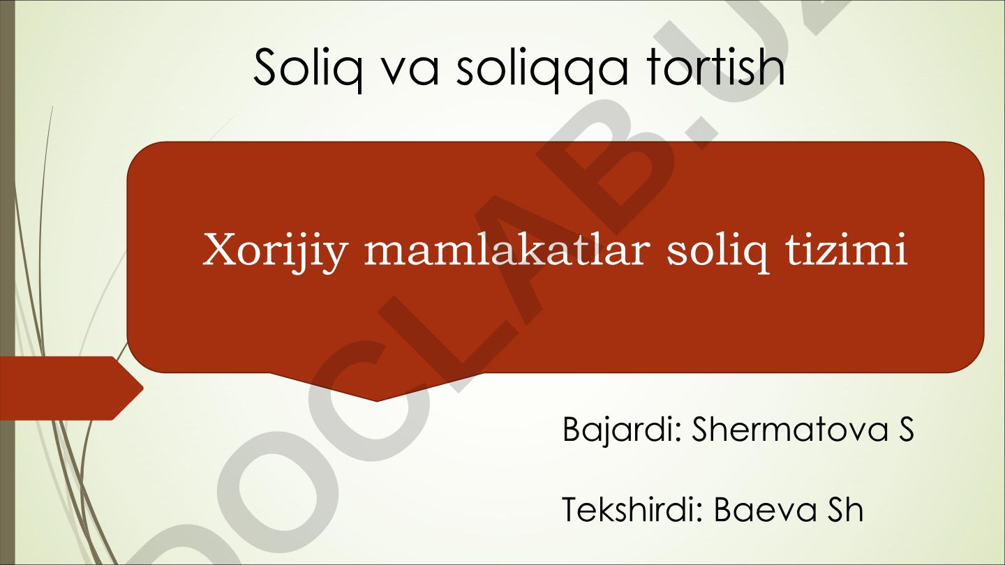 Xorijiy mamlakatlar soliq tizimi
