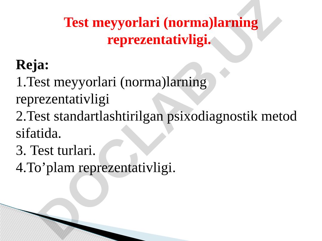Test meyyorlari (norma)larning reprezentativligi
