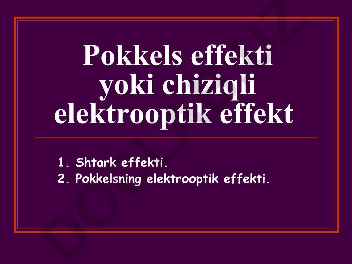 Pokkels effekti va Shtark effekti