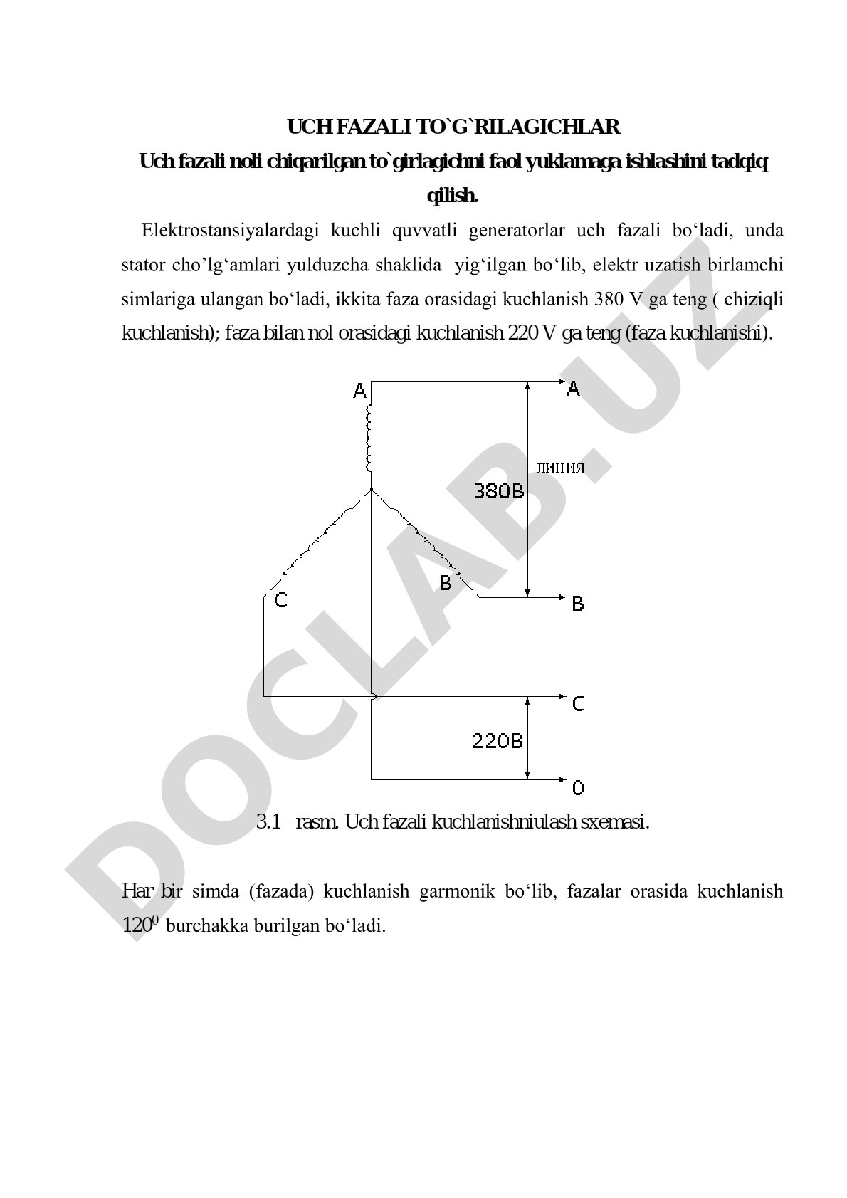 Uch fazali to'g'rilagichlarning faol yuklamaga ishlashini tadqiq qilish