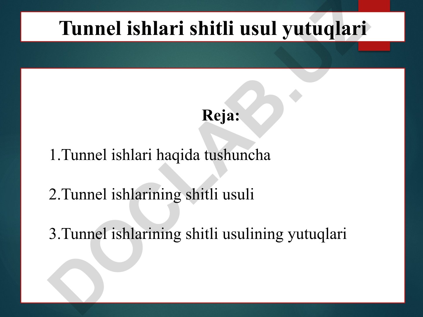 Tunnel ishlari va shitli usuli