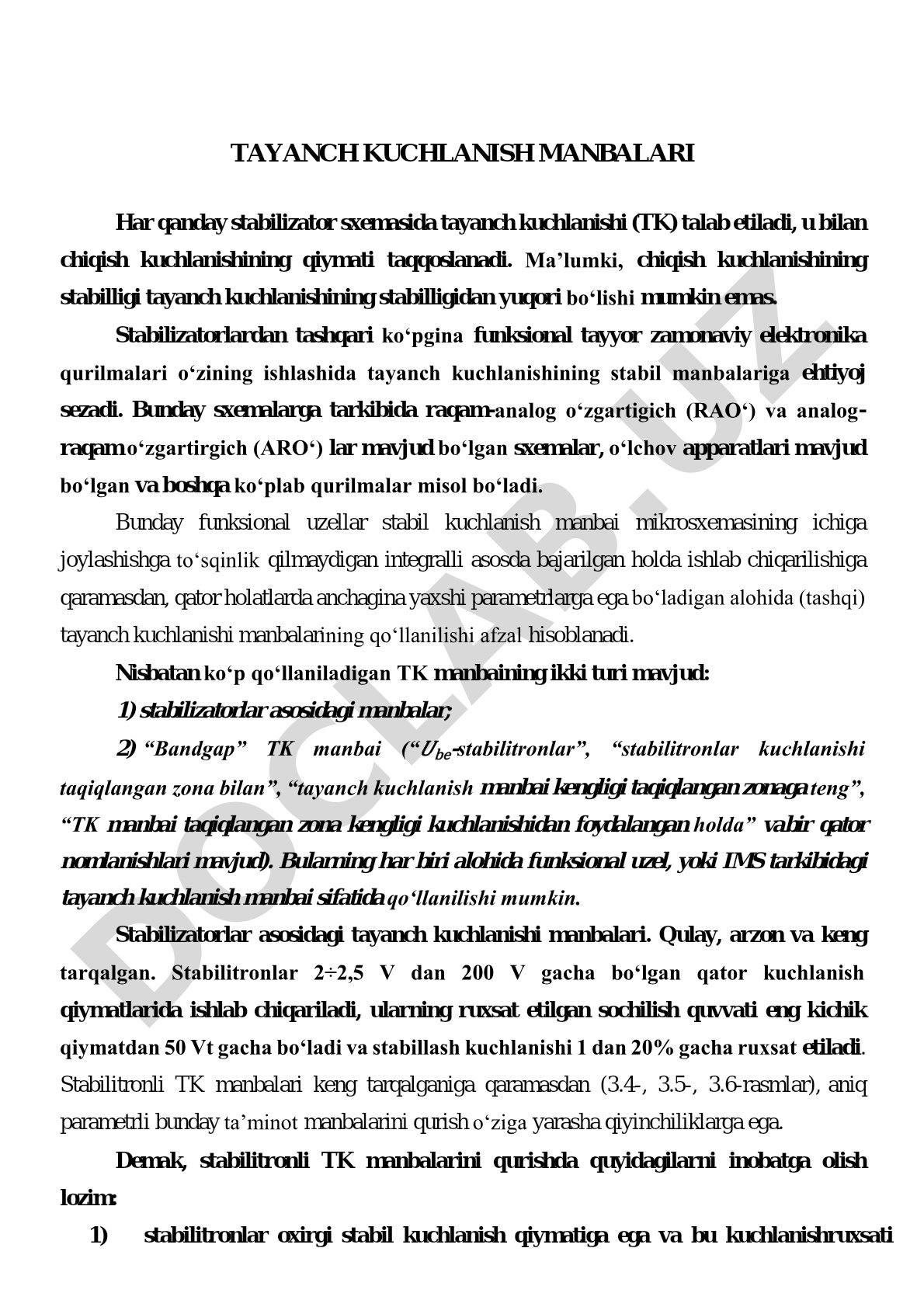 Tayanch kuchlanish manbalari