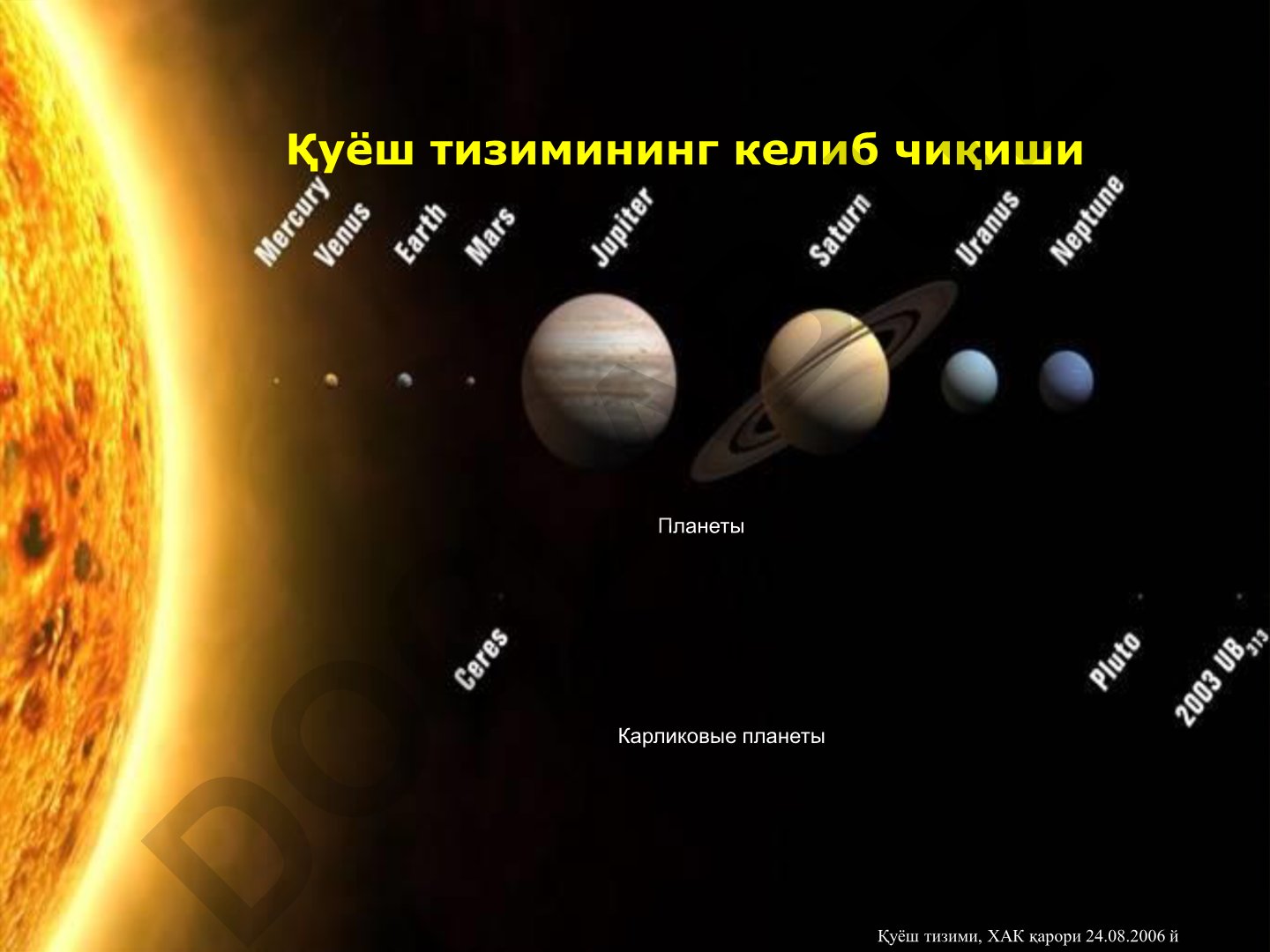 Қуёш тизимининг келиб чиқиши ва қонуниятлари