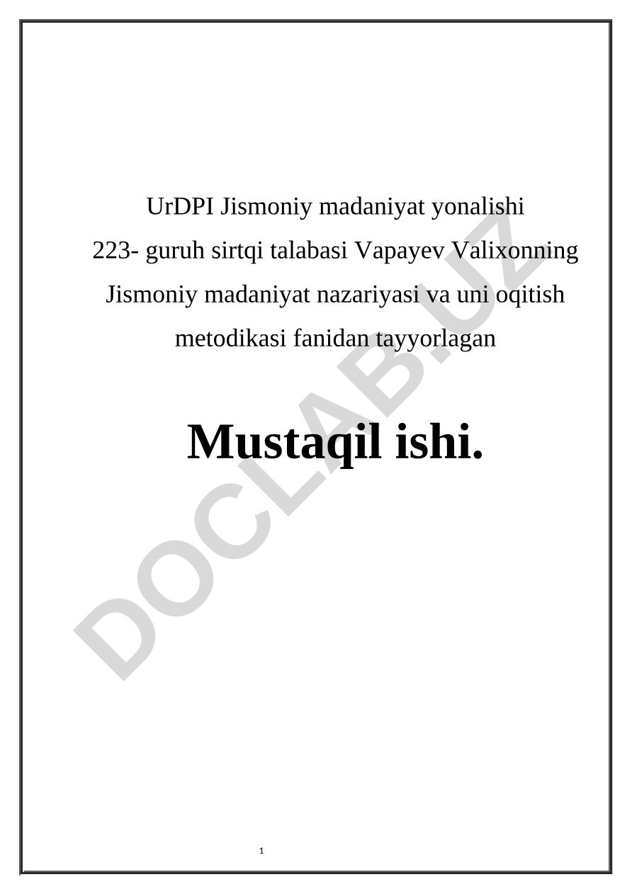 Professianal ta'limda Jismoniy tarbiya darslari