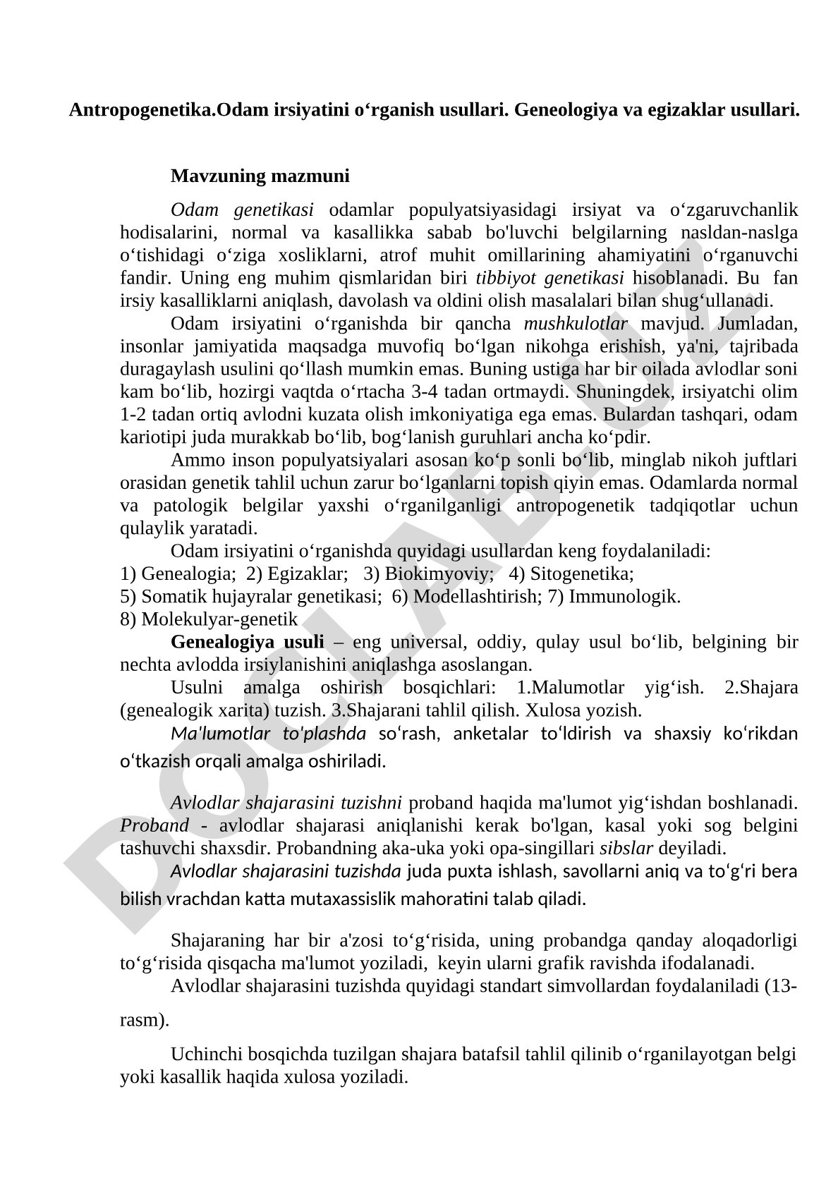 Antropogenetika: Odam irsiyatini o‘rganish usullari