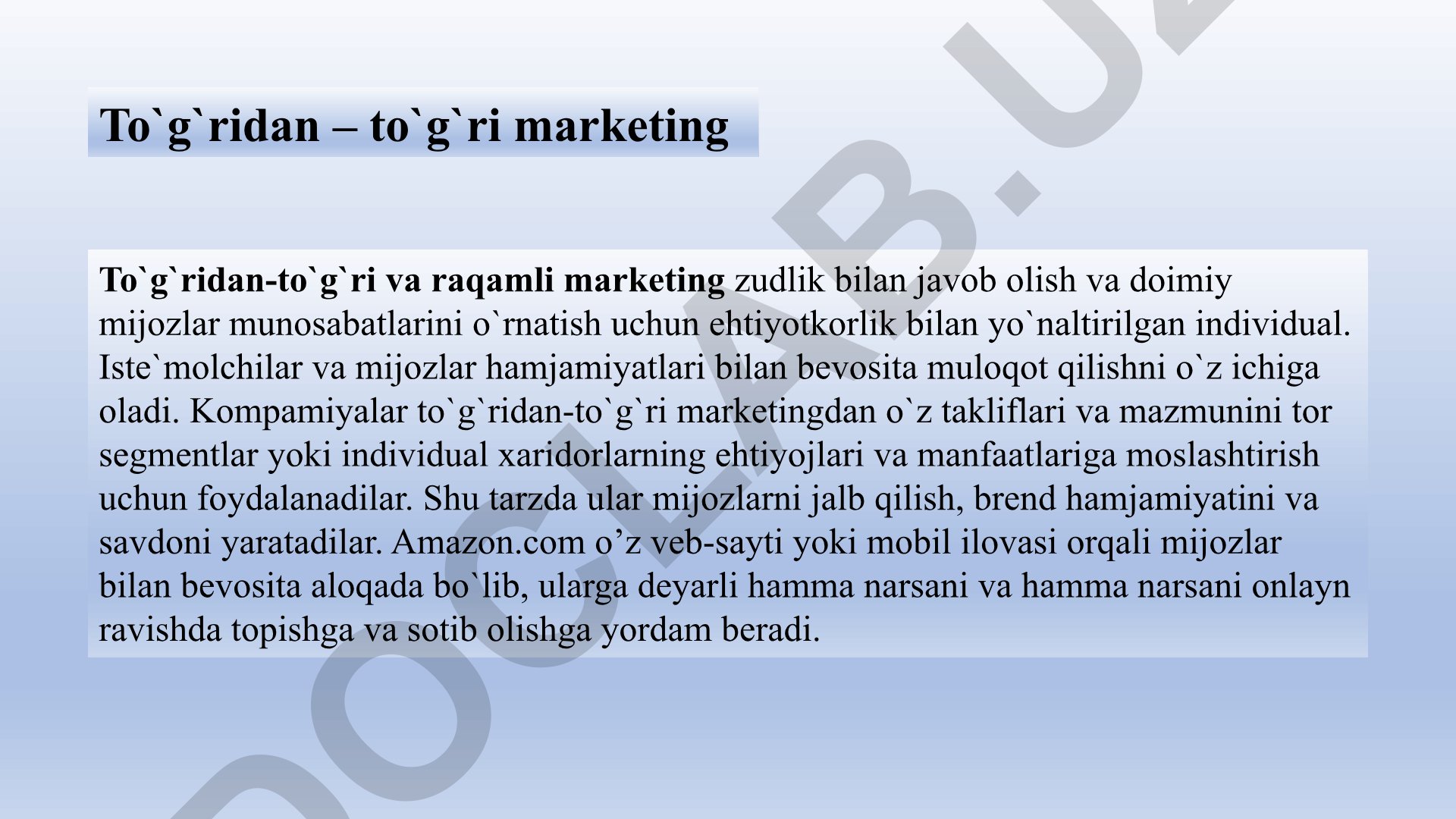 To'g'ridan-to'g'ri va raqamli marketing