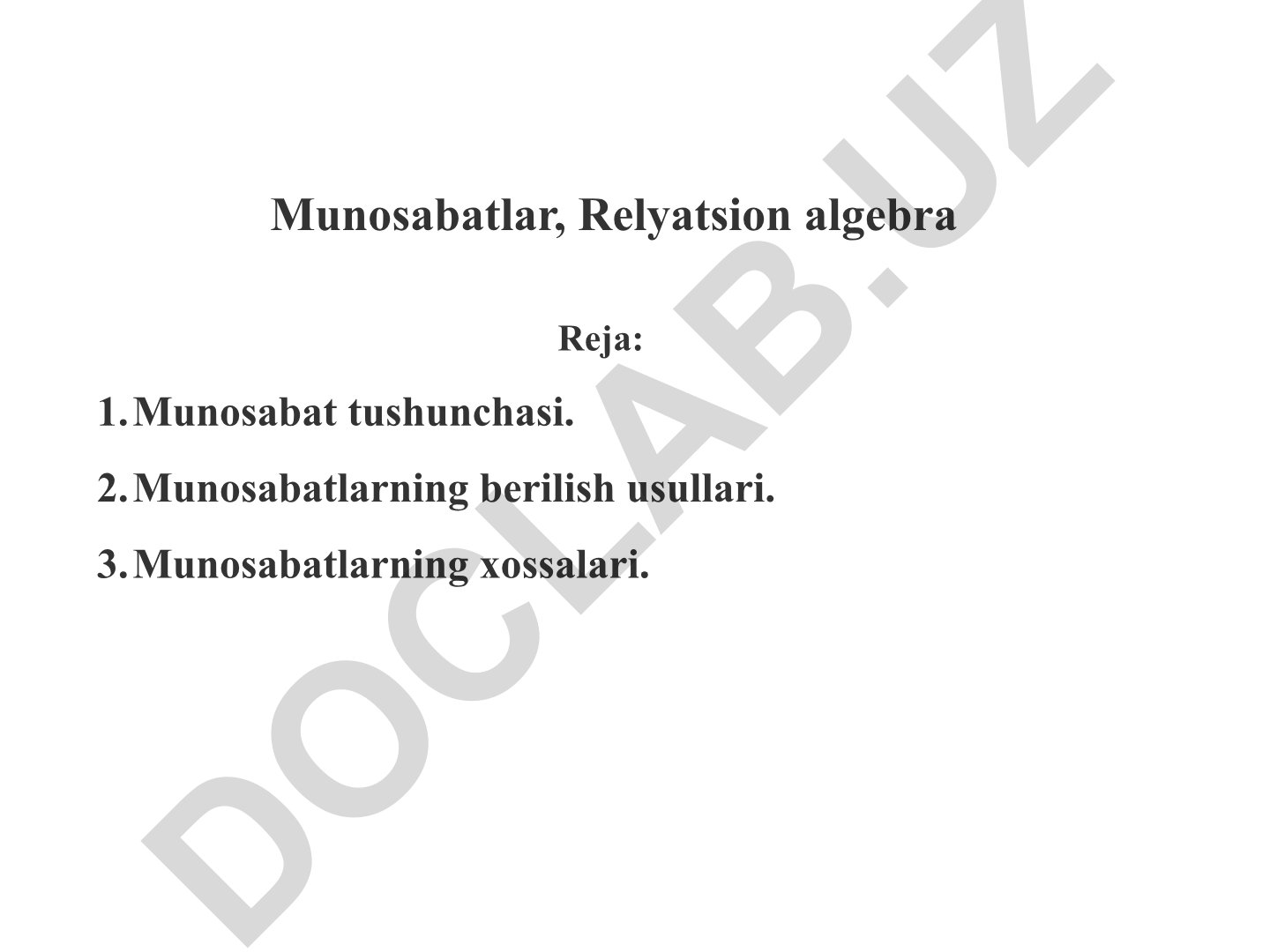 Munosabatlar va relyatsion algebra
