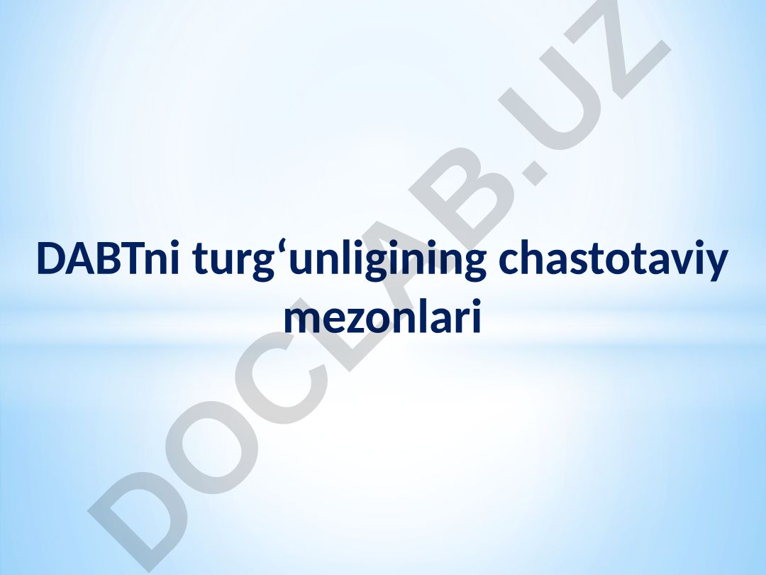 DABTni turg‘unligining chastotaviy mezonlari