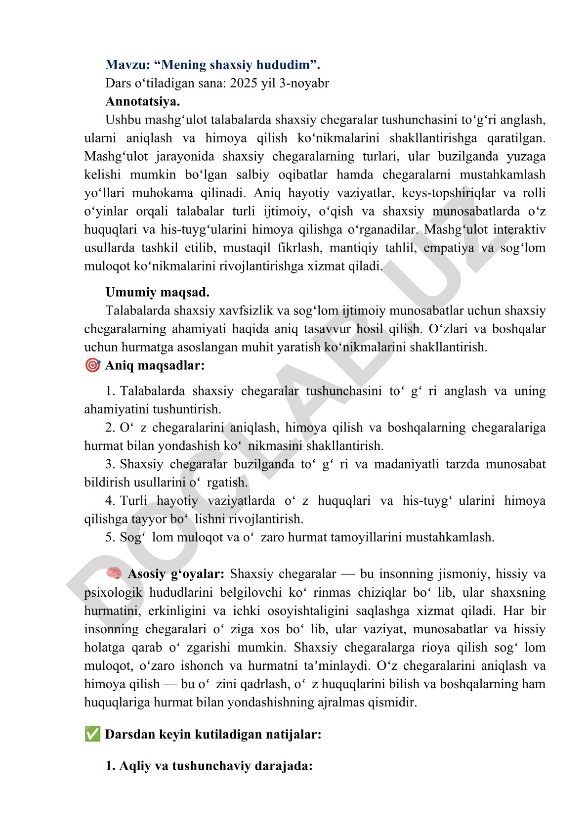 Mening shaxsiy hududim