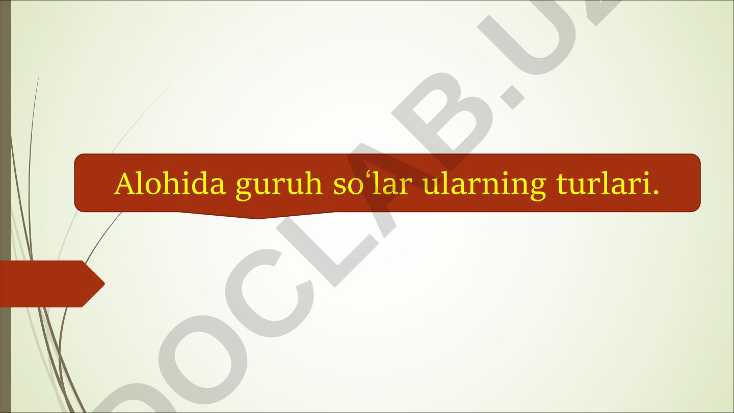 Alohida guruh soʻlar ularning turlari