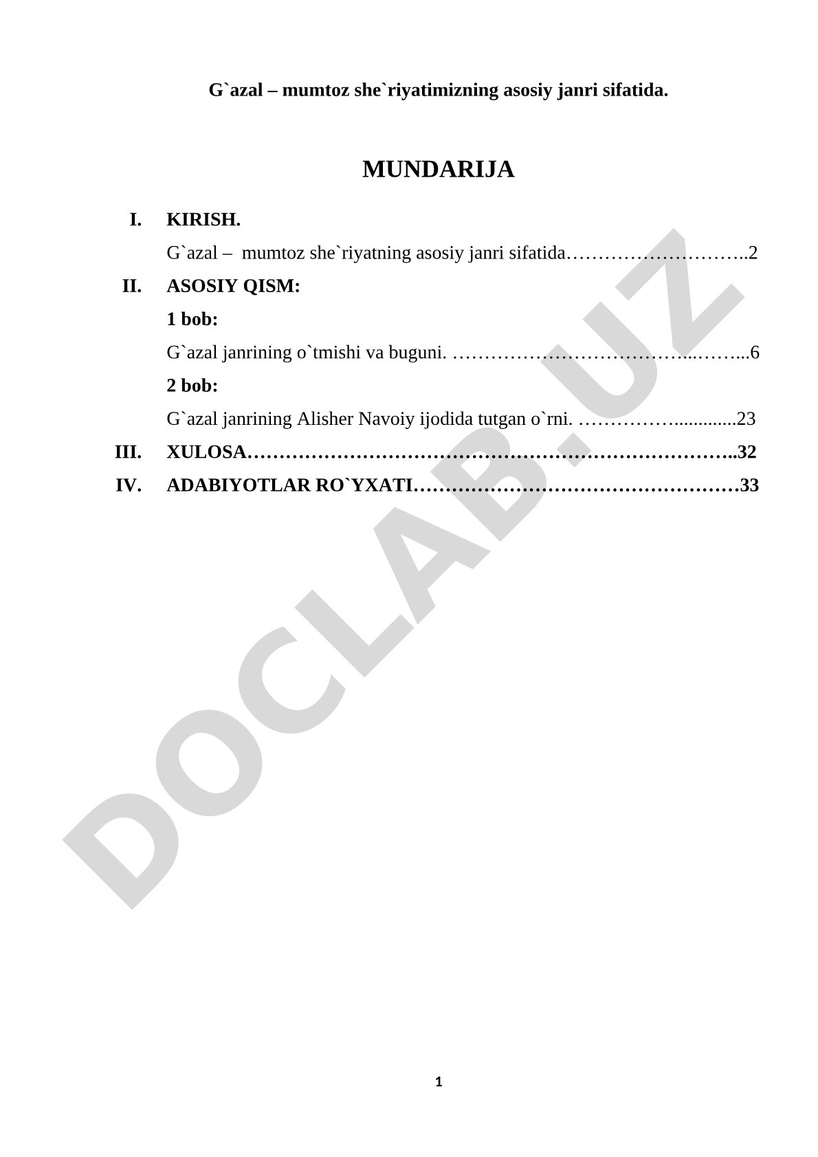 G'azal – mumtoz she'riyatimizning asosiy janri sifatida