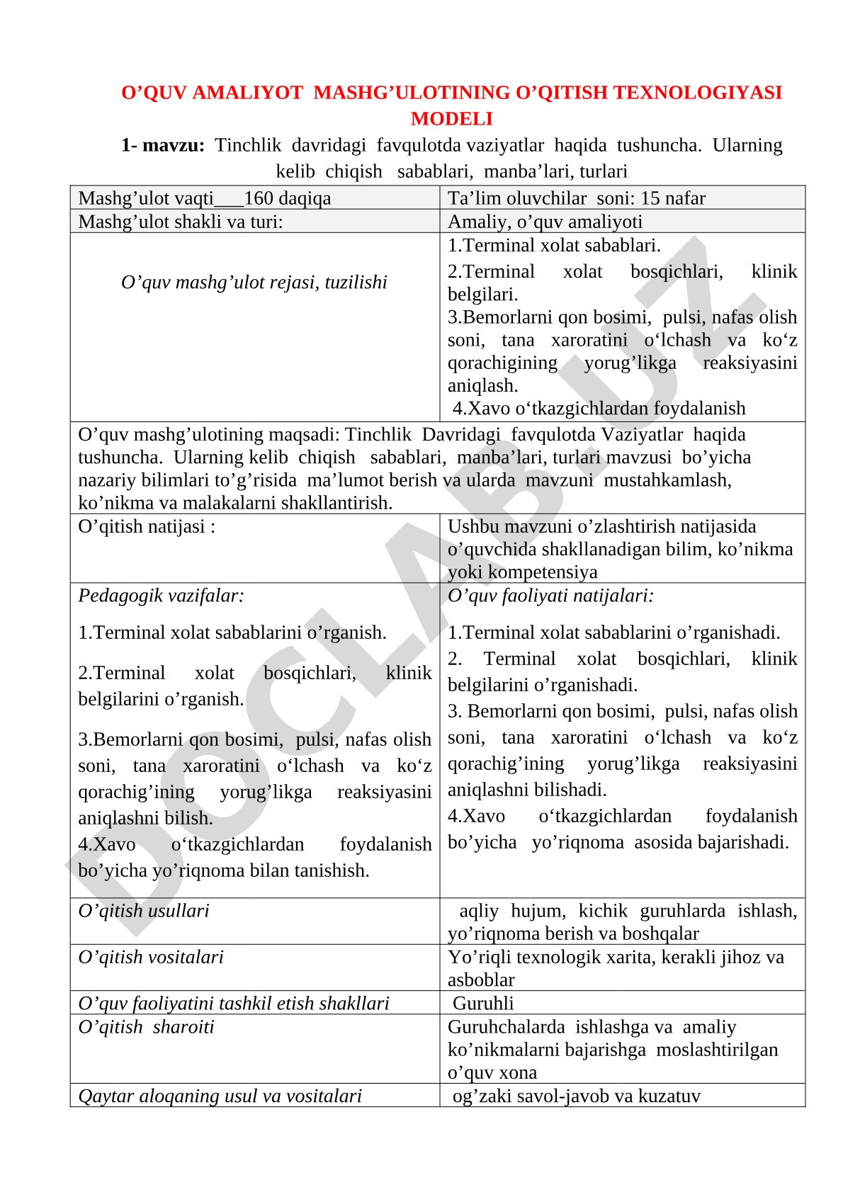 Tinchlik davridagi favqulotda vaziyatlar haqida tushuncha. Ularning kelib chiqish sabablari, manba’lari, turlari