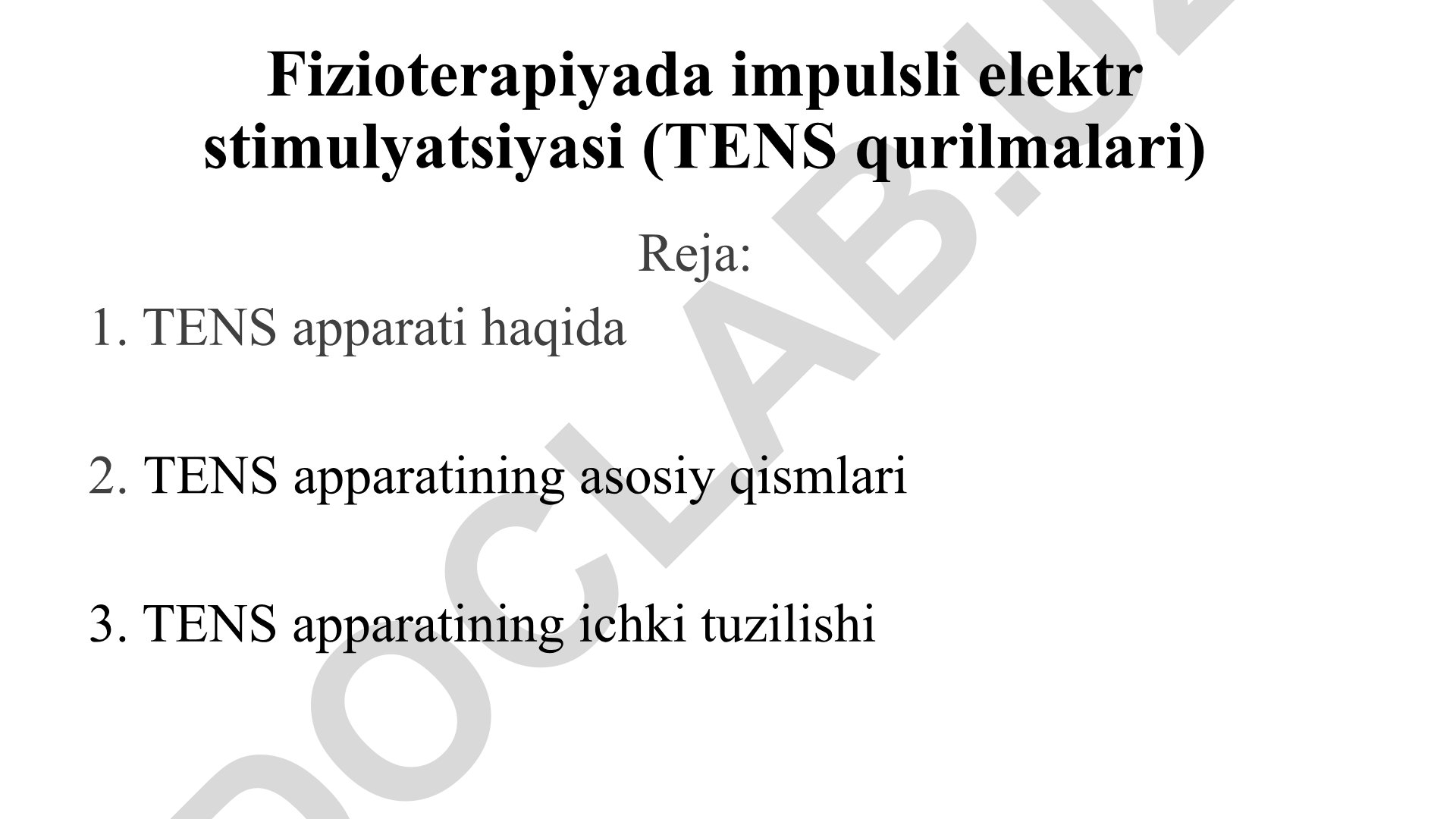 Fizioterapiyada impulsli elektr stimulyatsiyasi (TENS qurilmalari)