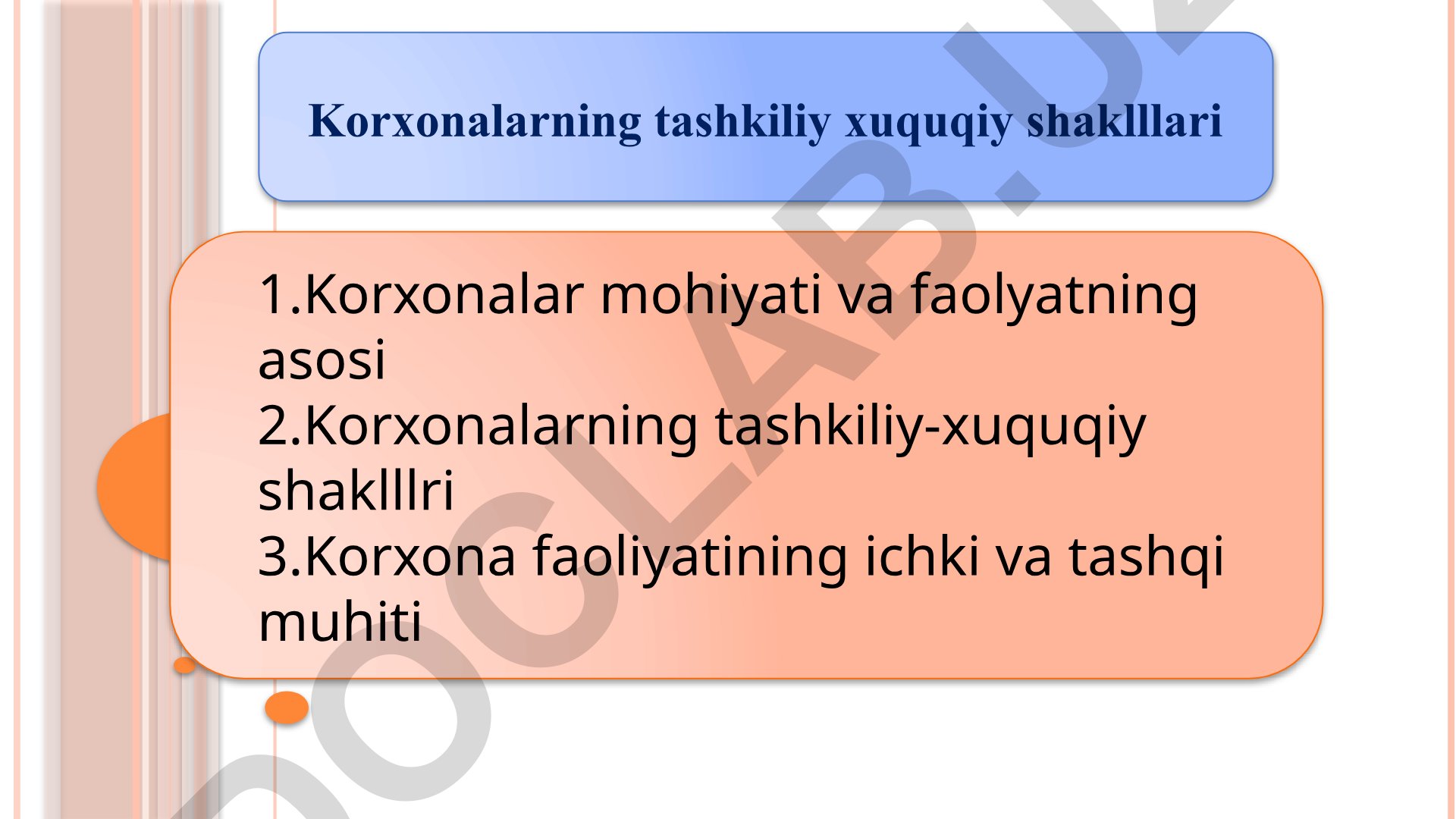 Korxonalarning tashkiliy-huquqiy shakllari va iqtisodiy faoliyat