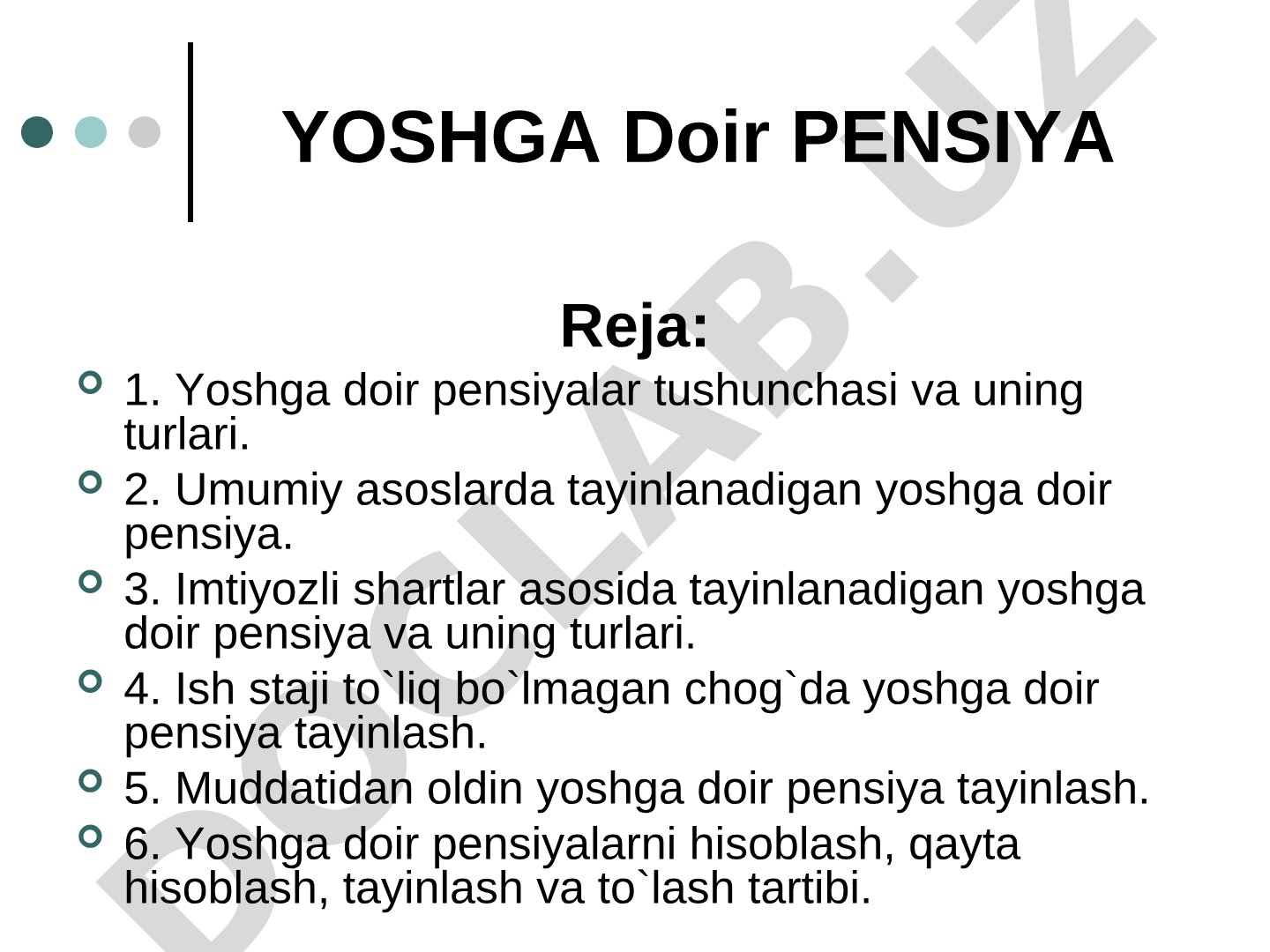 Yoshga doir pensiyalar tushunchasi va turlari