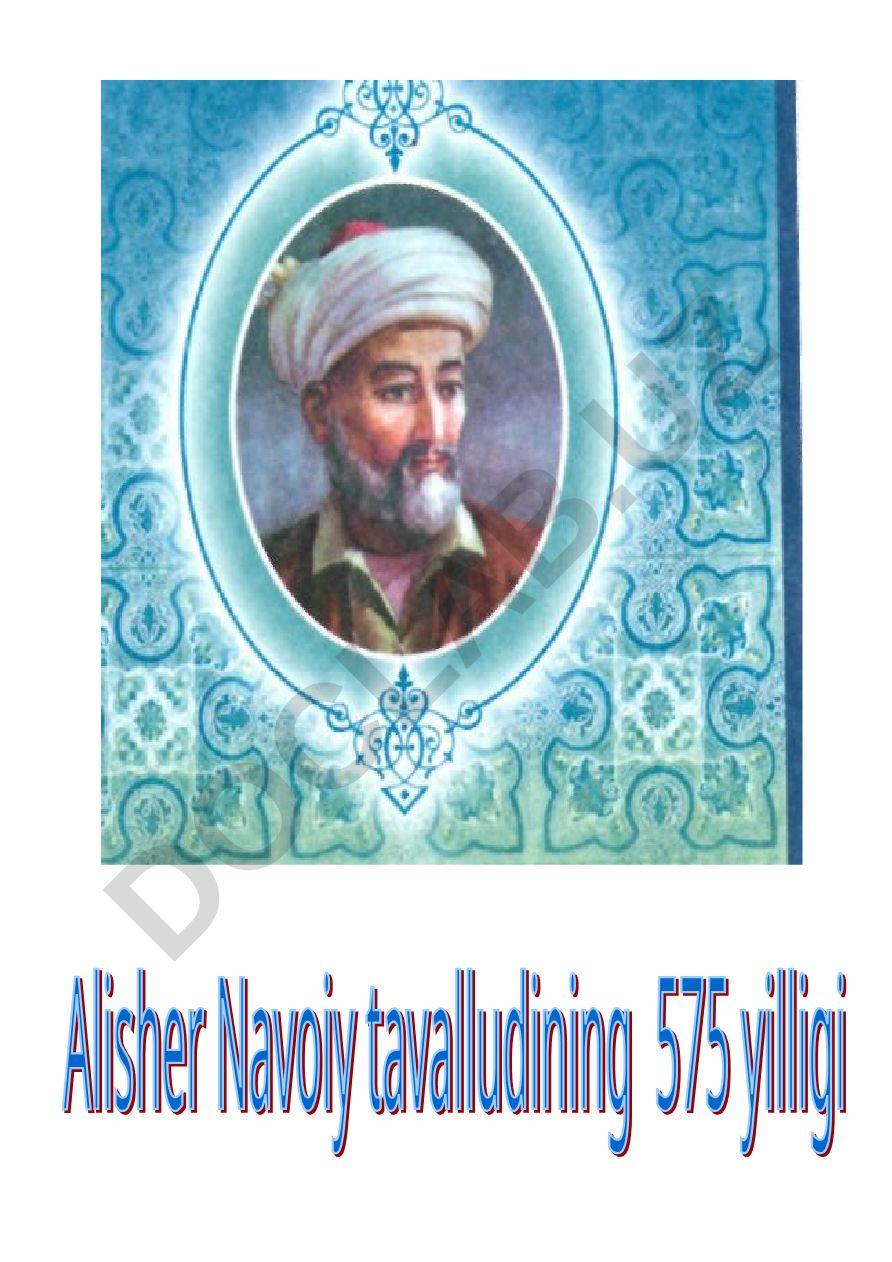 Alisher Navoiy tavalludining 575 yilligiga bag'ishlangan adabiy kecha ssenariysi