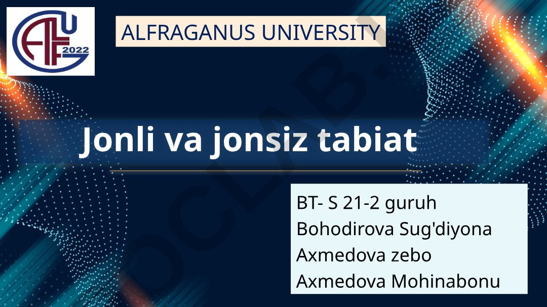 Jonli va jonsiz tabiat haqida tushuncha