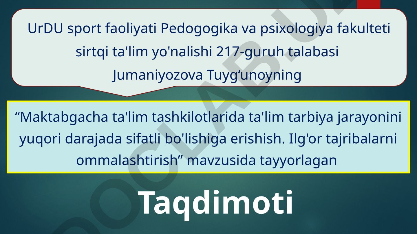 Mustaqillik yillarida maktabgacha ta’lim tizimini rivojlantirish tamoyillari va asosiy yo‘nalishlari