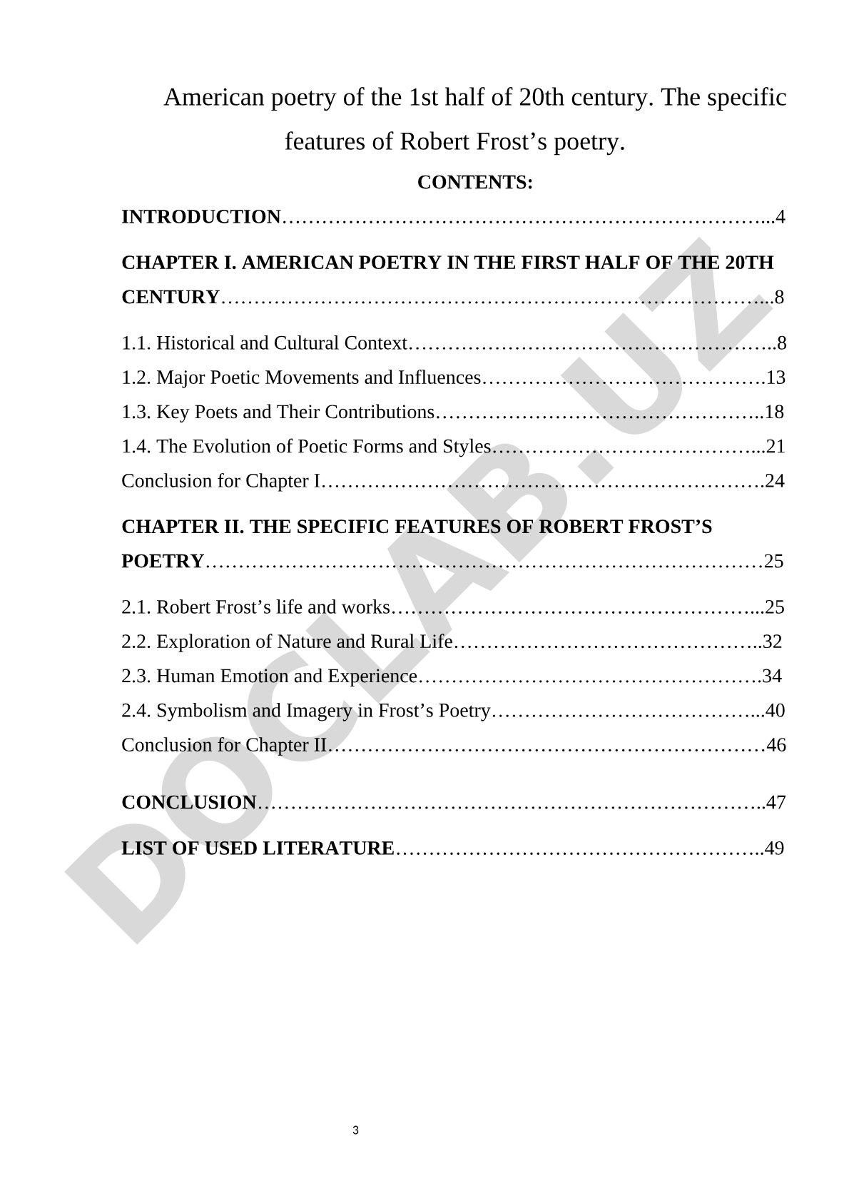American poetry of the 1st half of 20th century. The specific features of Robert Frost’s poetry