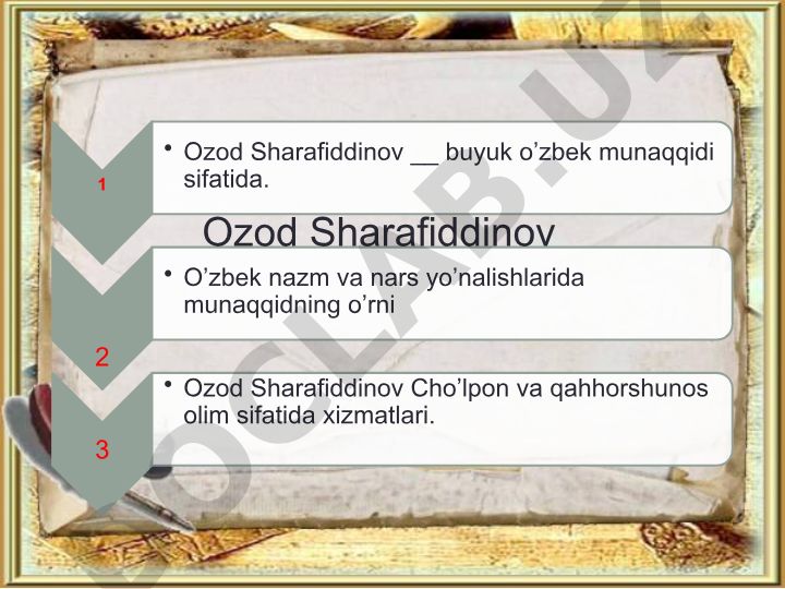 Ozod Sharafiddinov hayoti va adabiy faoliyati