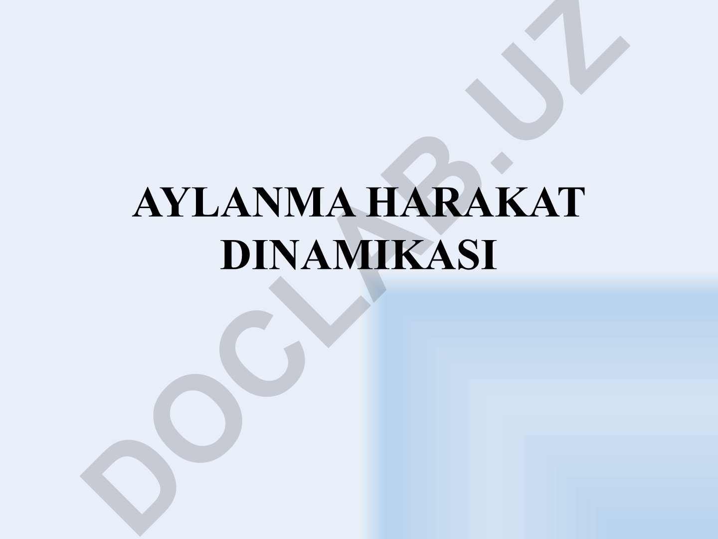 Qattiq jism aylanma harakati dinamikasi