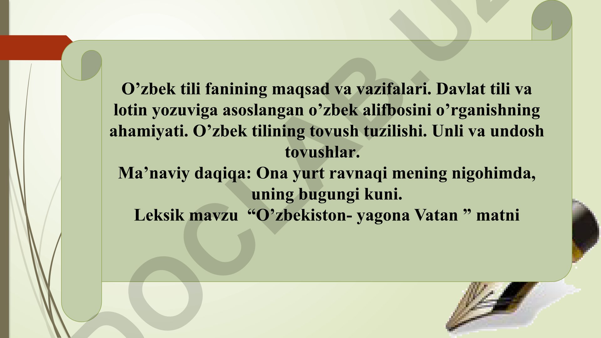 O'zbek tili fanining maqsad va vazifalari