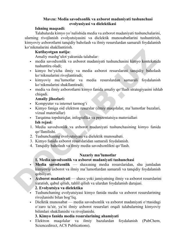 Media savodxonlik va axborot madaniyati tushunchasi evolyusiyasi va dielektikasi