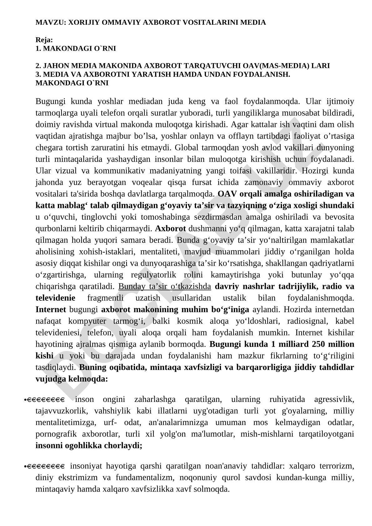 Xorijiy ommaviy axborot vositalarini media reja