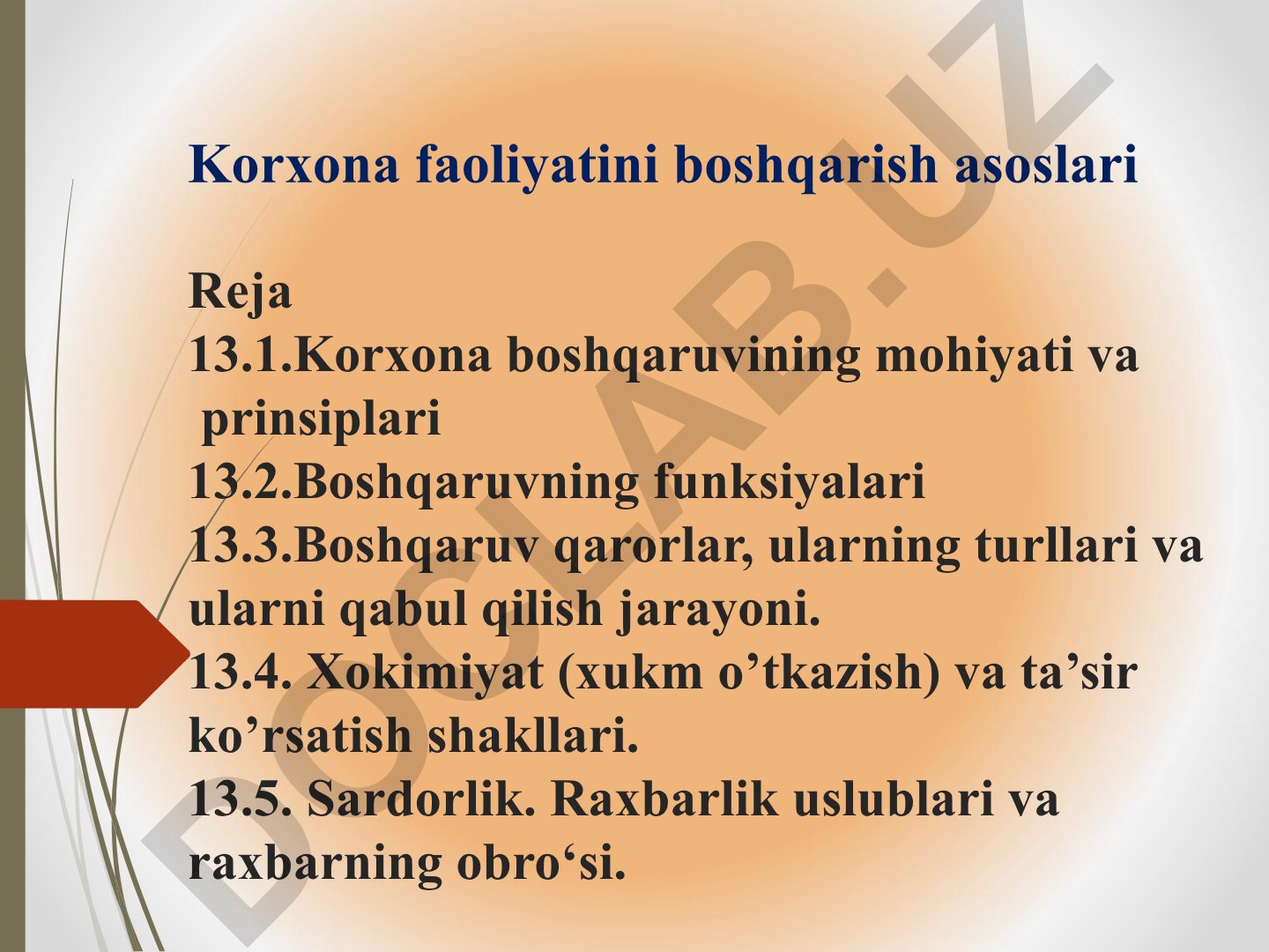 Korxona faoliyatini boshqarish asoslari