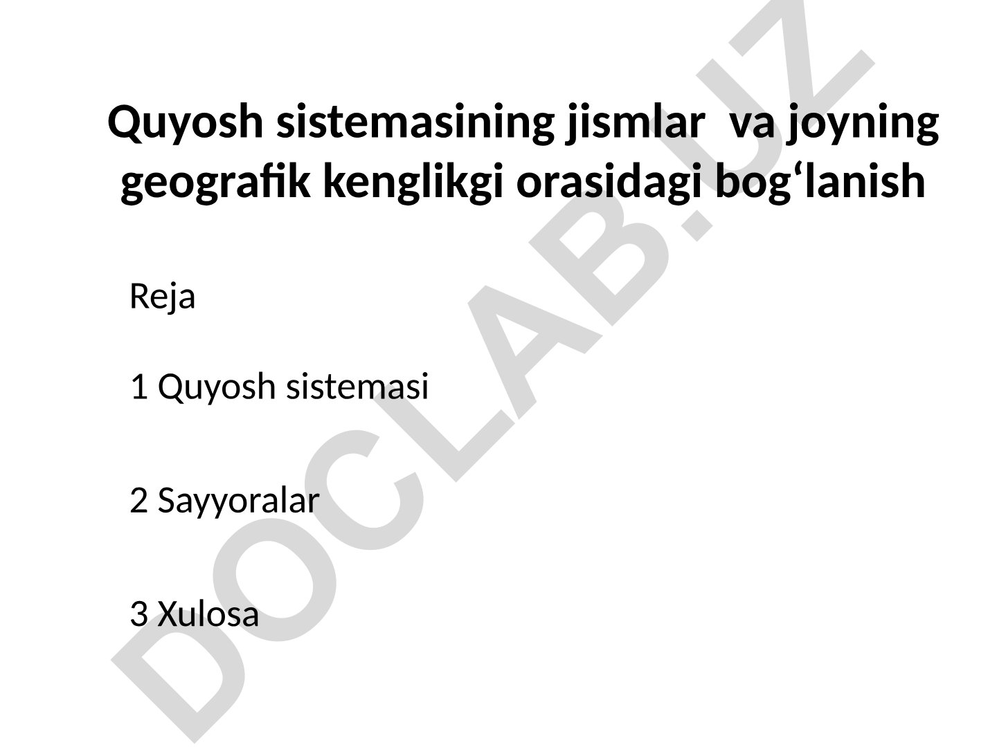 Quyosh sistemasining jismlari va geografik kenglik o'rtasidagi bog'lanish
