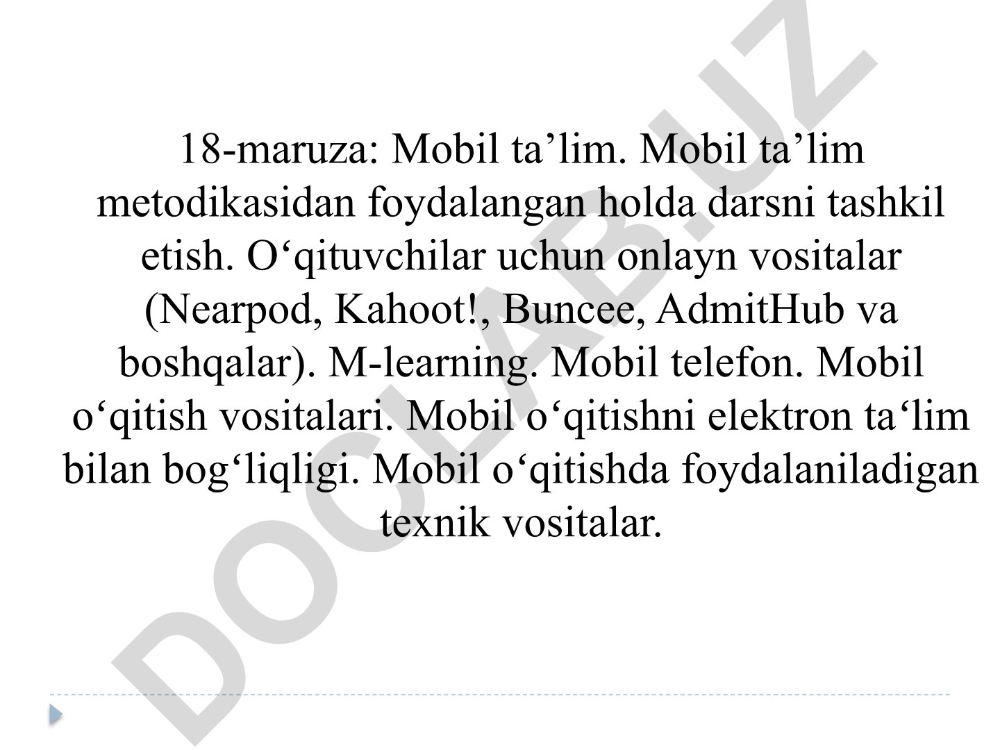 Mobil ta'lim metodikasi va dars tashkil etish