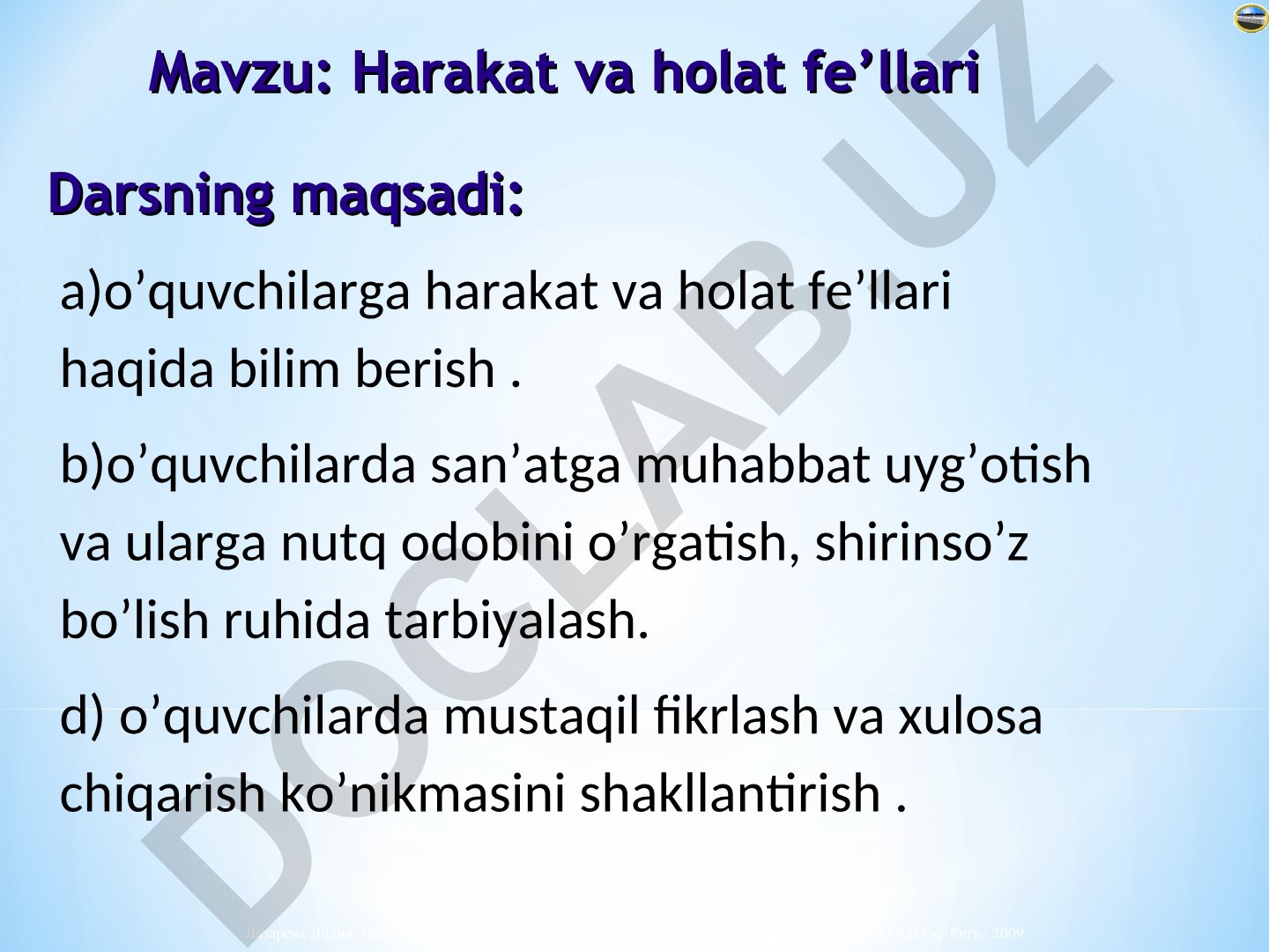 Harakat va holat fe’llari