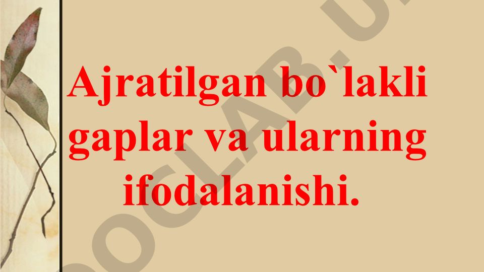 Ajratilgan bo'lakli gaplar va ularning ifodalanishi